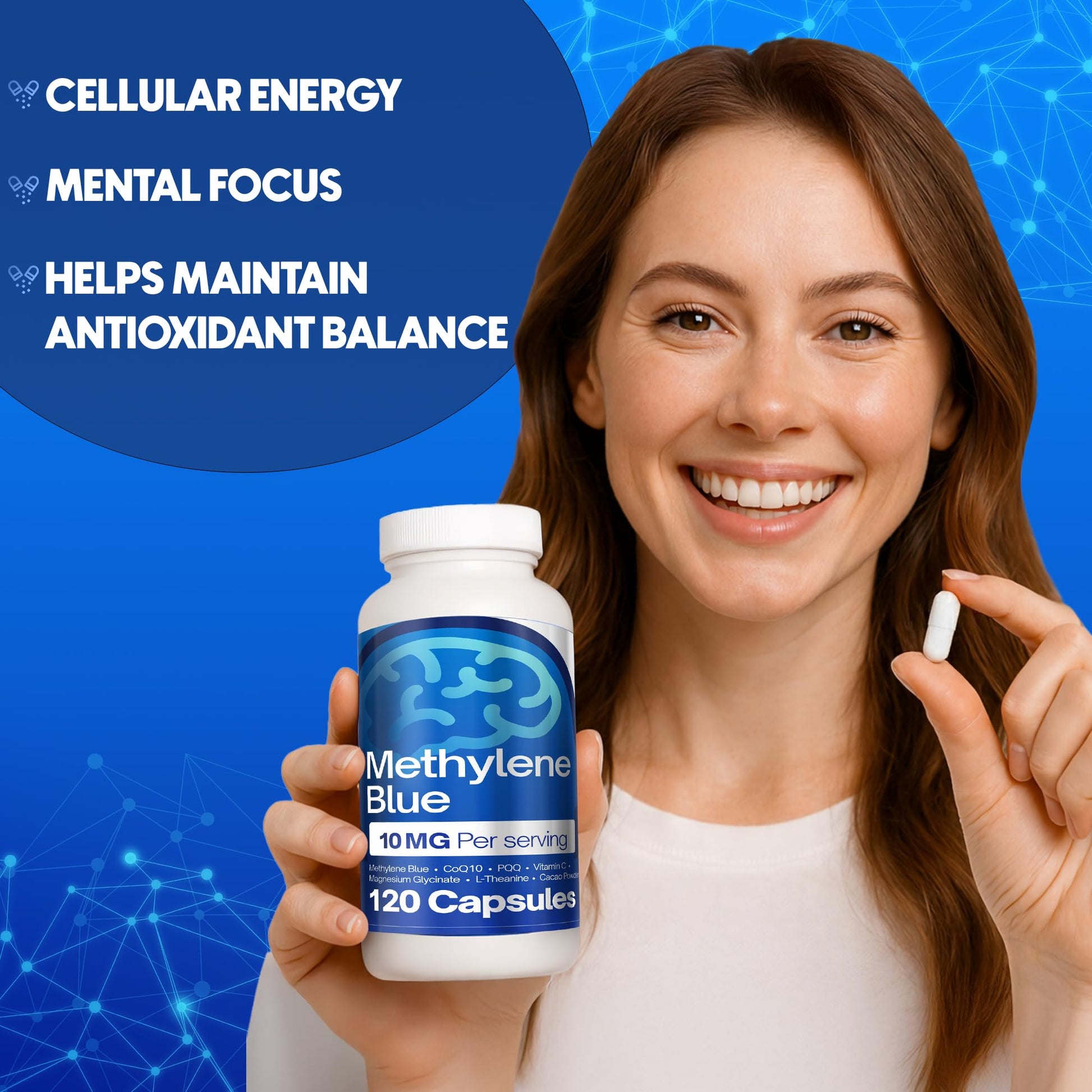 FitVitality Methylene Blue Capsules – Formulate CoQ10, PQQ, Vitamin C, L-Theanine, Cacao – 120 Vegan Capsules per Bottle – No Flavor, Easy Daily Use FitVitality buy supplements canada