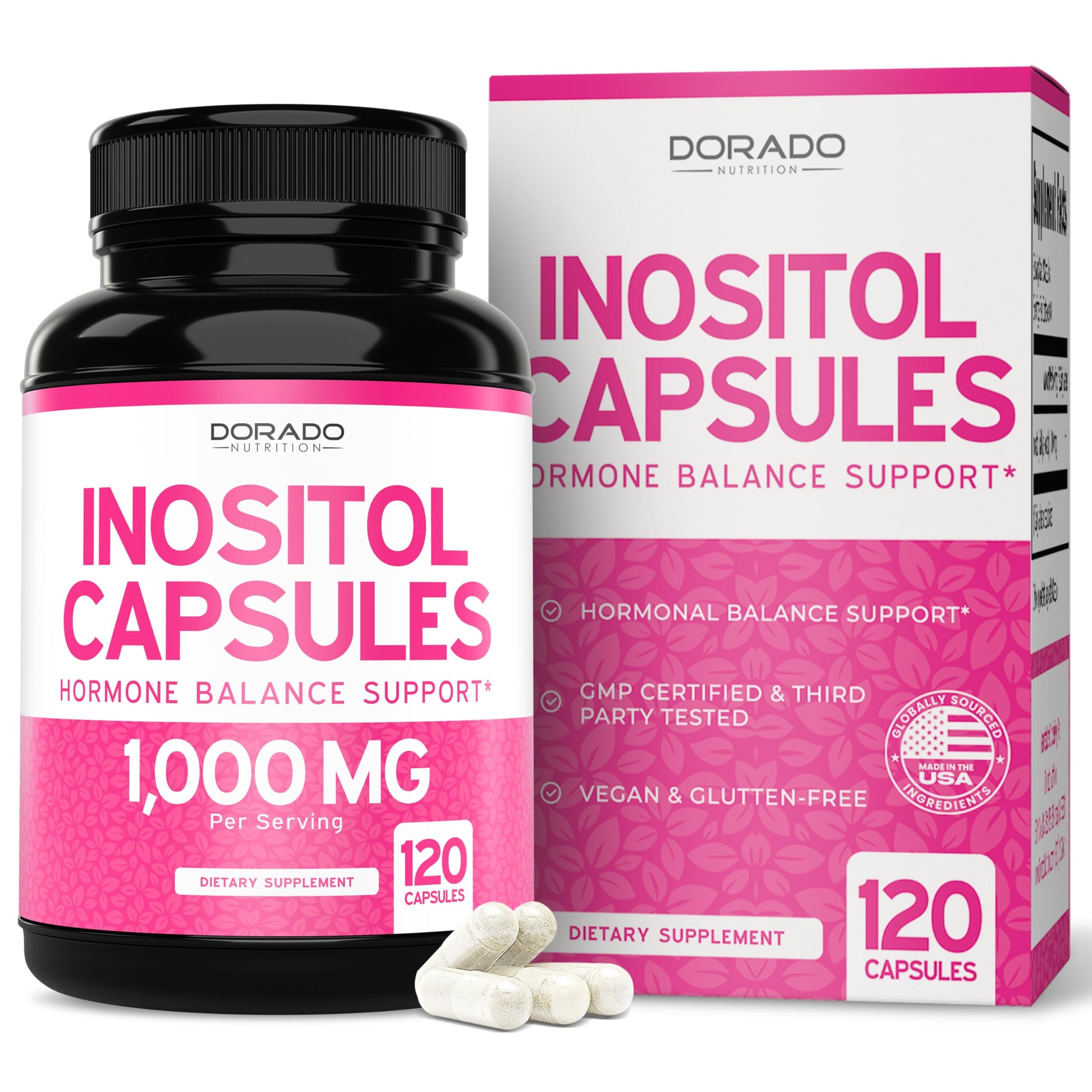 Inositol Capsules (Myo Inositol) (1000mg Per Serving 120 Capsules) Myo Inositol Supplement for Women Hormone Balance Support - Vegan Safe - Third Party Tested - Gluten Free & Made in USA (120 Count) DORADO NUTRITION buy supplements canada