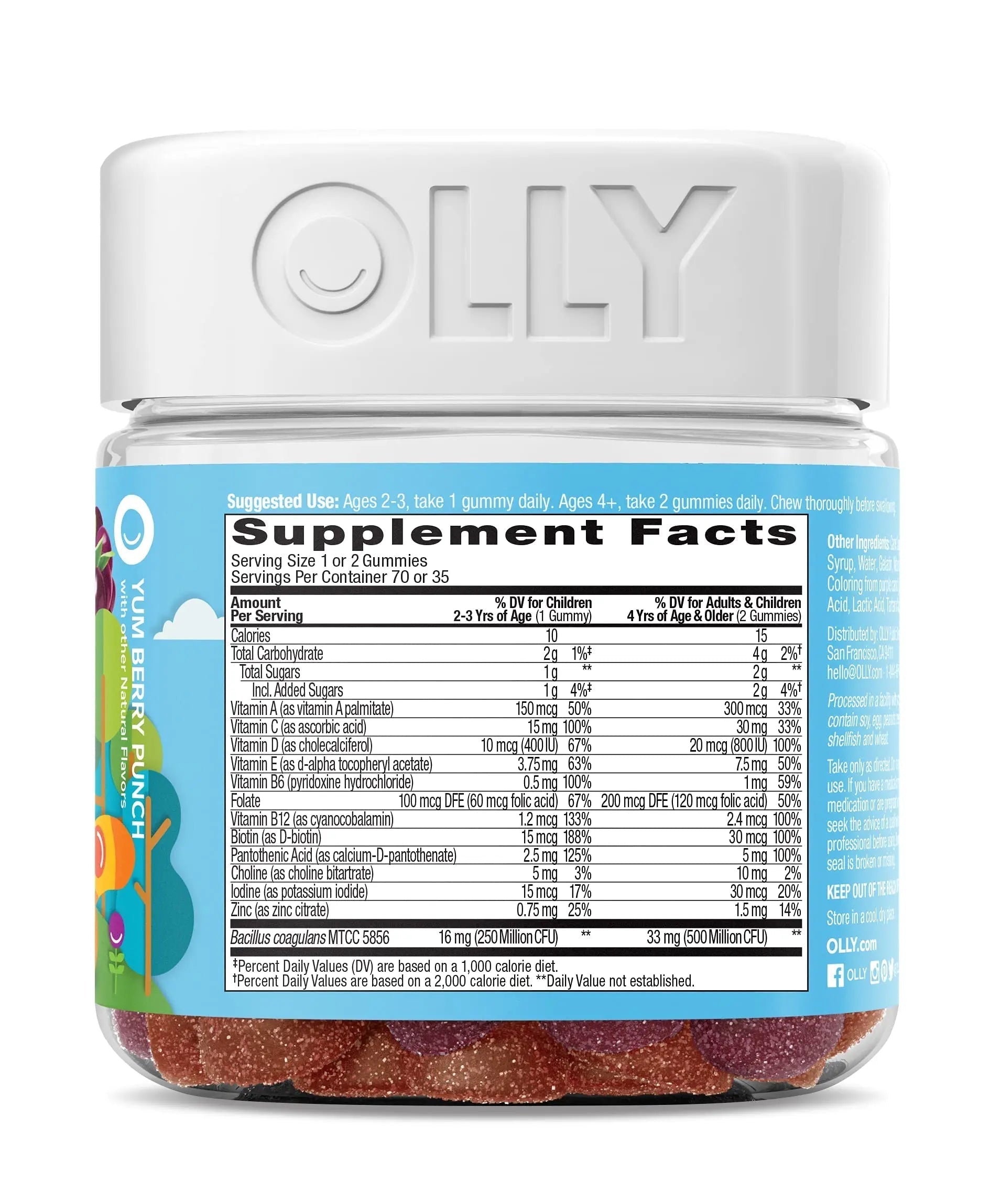 OLLY Gift, Family 2 Pack: Women's Multivitamin Gummy (90 Count), Kids Multivitamin + Probiotic Gummy (70 Count), Vitamins A, D, C, E, B, Chewable Supplement OLLY buy supplements canada