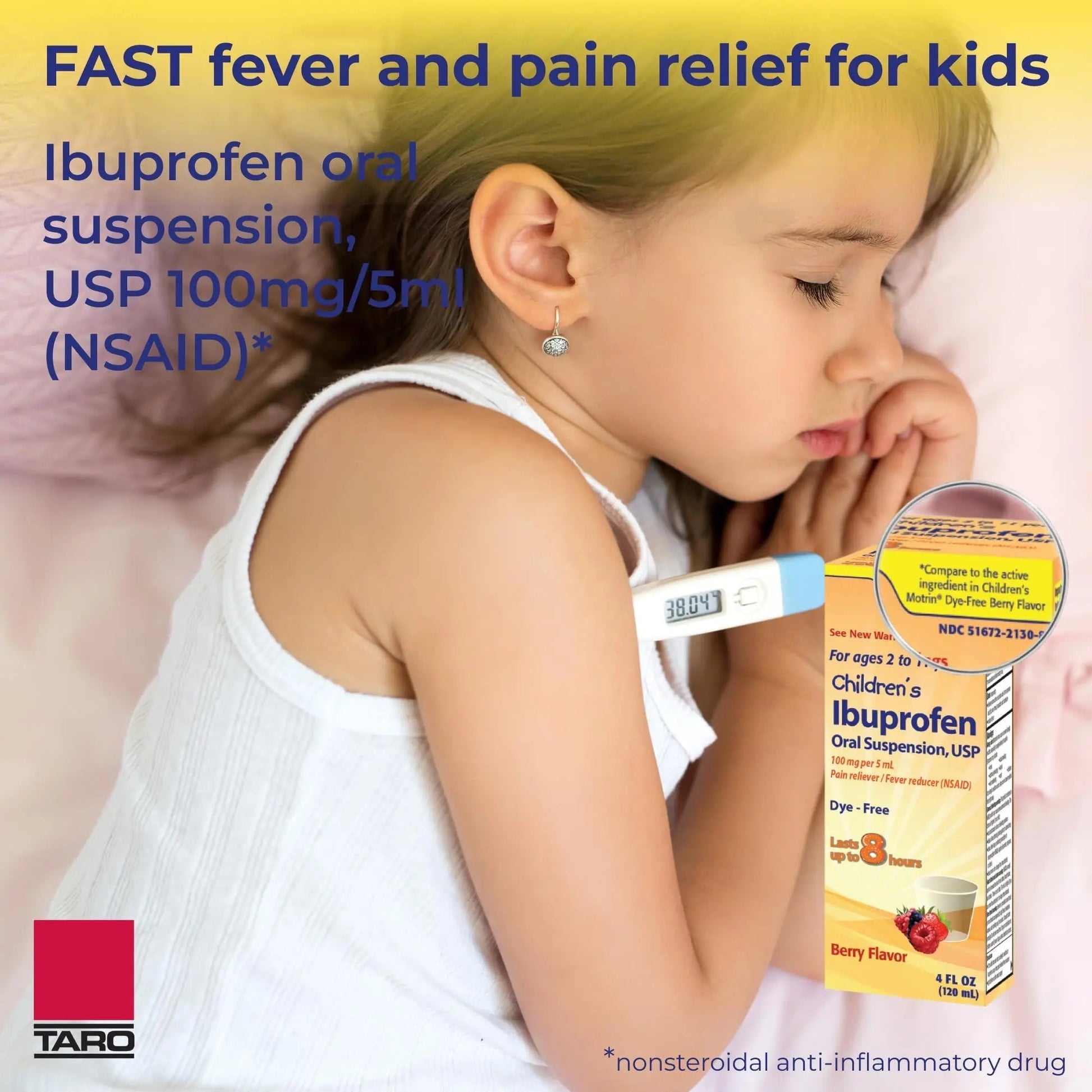 Children's Ibuprofen Oral Suspension 100 mg per 5 mL, 4 Fl Oz, Pain Reliever and Fever Reducer for Ages 2-11 Years, Dye-Free, Berry Flavor TARO buy supplements canada