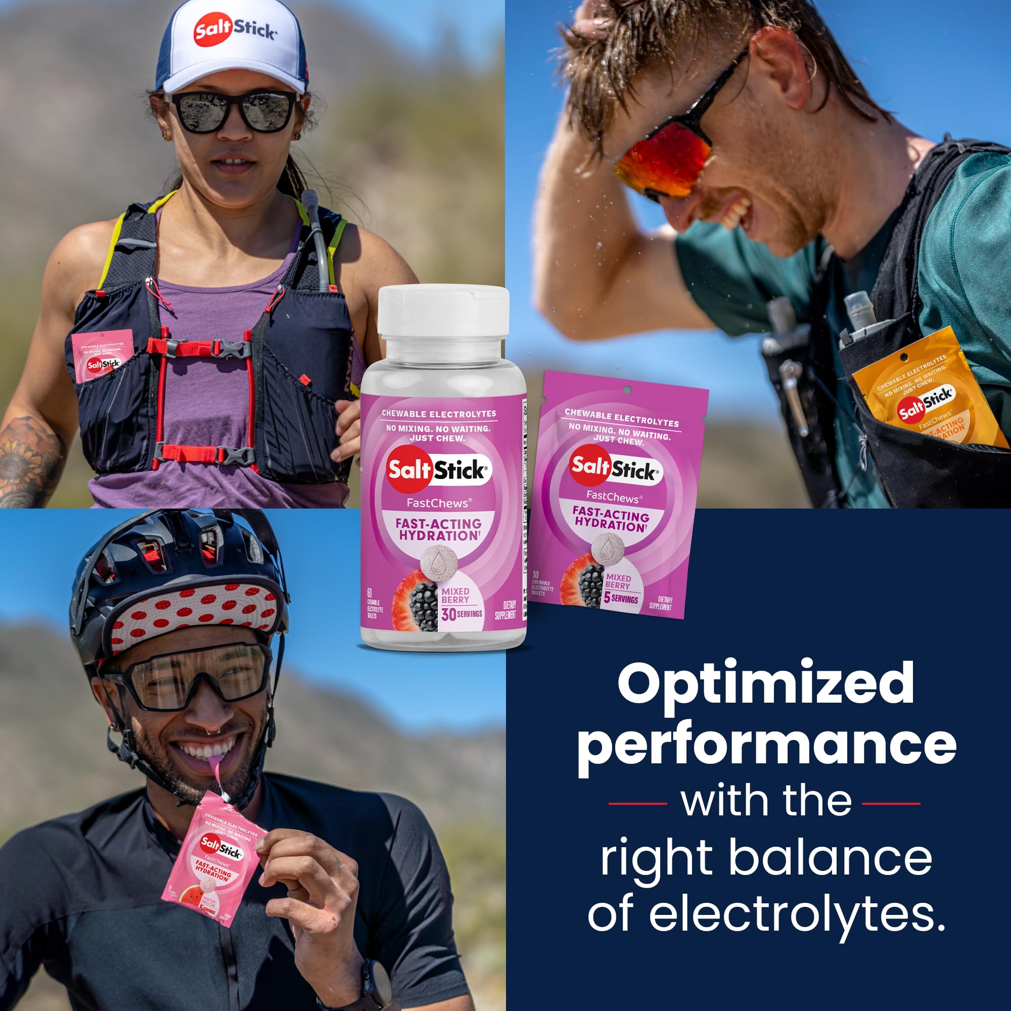 SaltStick Electrolyte FastChews - 60 Mixed Berry Chewable Tablets - Salt Tablets for Running and Hydration, Electrolyte Chews - 60 Count Bottle SaltStick buy supplements canada