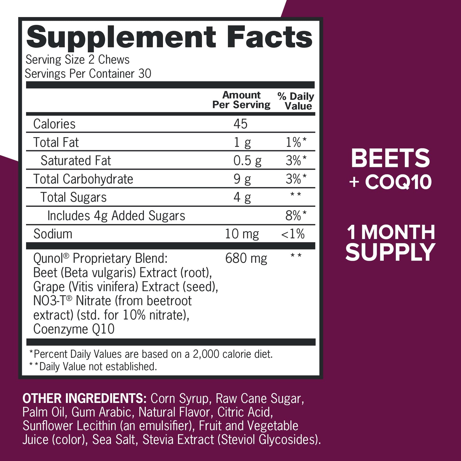 Qunol Beets Chews for Blood Pressure Support, 3 in 1 Beets + CoQ10 + Grape Seed Extract Qunol buy supplements canada