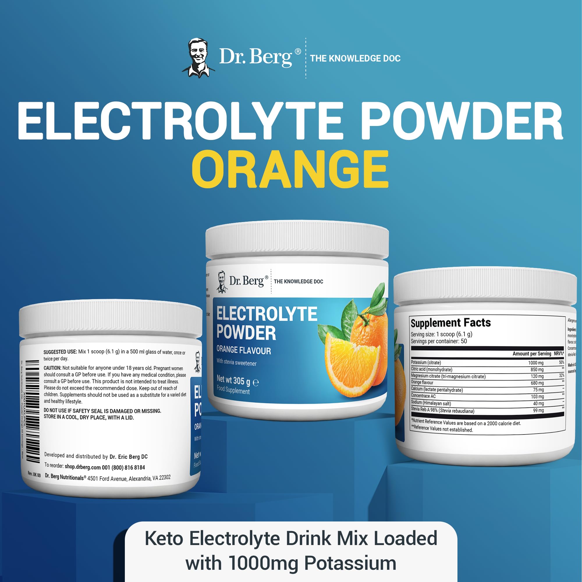 Dr. Berg Electrolyte Powder - Electrolyte Drink Supplements with 1000mg Potassium Dr. Berg Nutritionals buy supplements canada