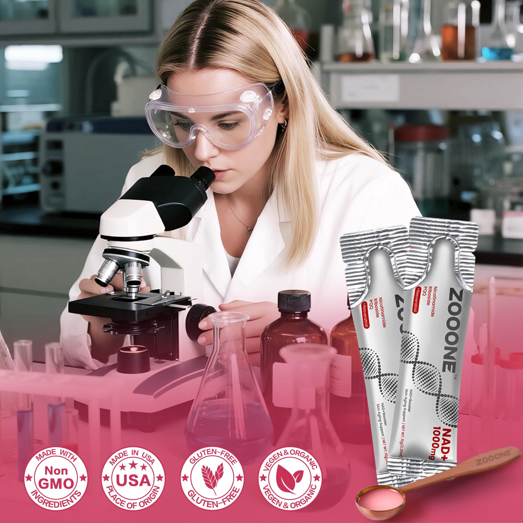 zooone NAD+ Supplement with Resveratrol, Liquid Designed to Help Support Absorption, 1000mg NMNH Supplement Alternative for Anti-Aging, Boost Energy, Support Cellular, 30 Pockets zooone buy supplements canada