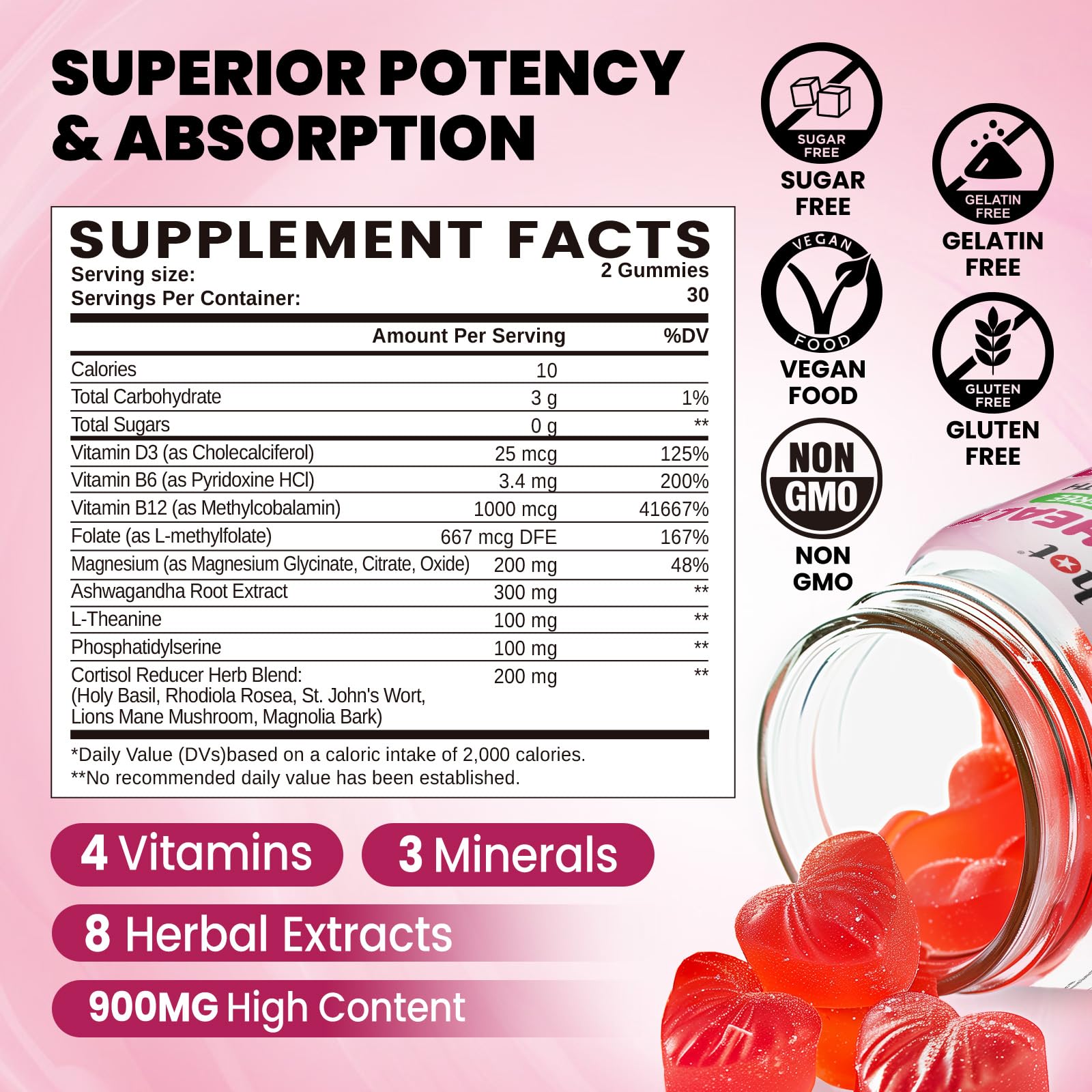 duwhot Cortisol Gummies, 15 in 1 Lower Cortisol Supplements for Women, w. Ashwagandha, Magnesium, Phosphatidylserine, Folate for Hormone Balance, Mood, Focus, Sleep Support, Sugar Free, Vegan, 60 duwhot buy supplements canada