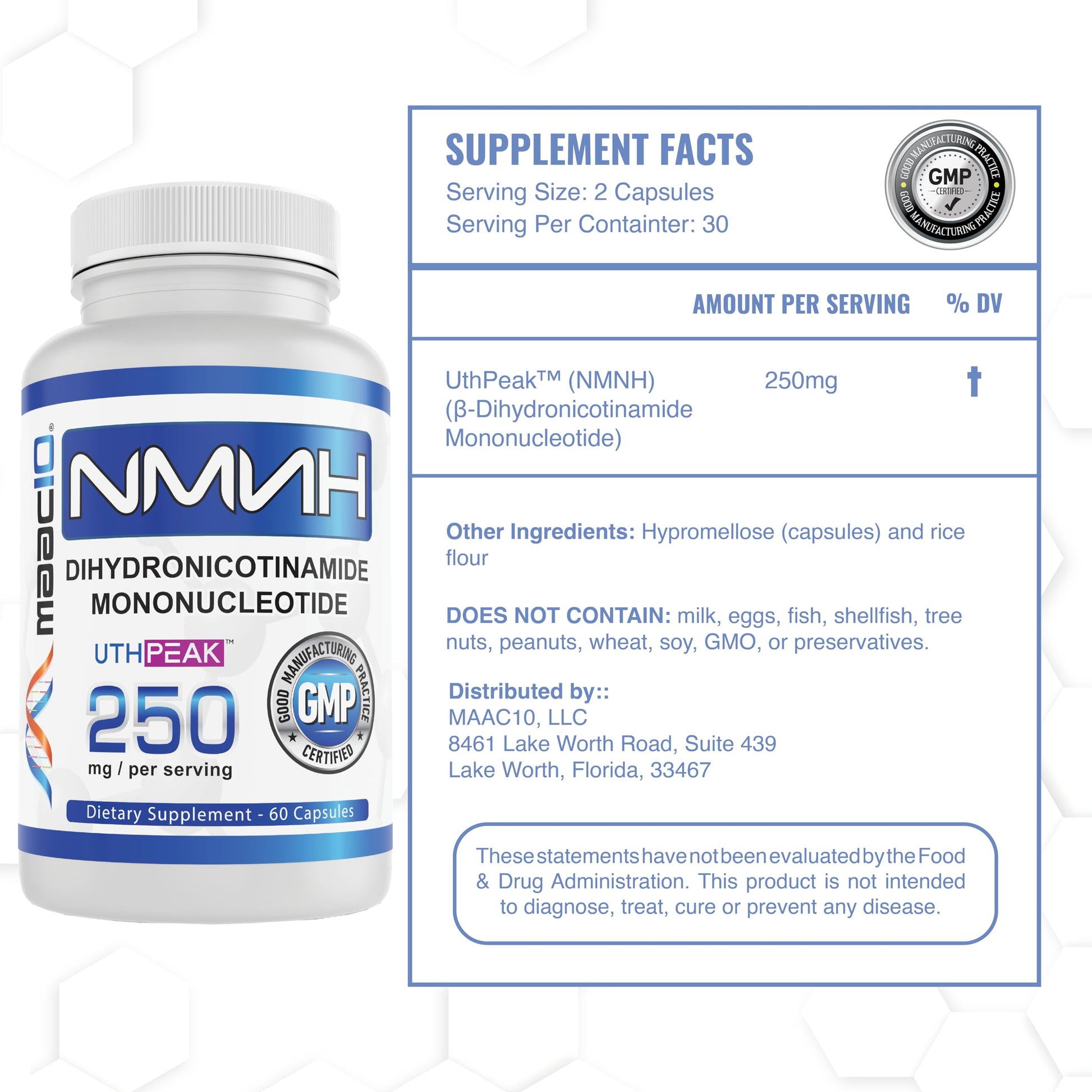 MAAC10 NMNH (NMN Supplement Alternative) 250mg Serving | Uthpeak™ NMNH (Dihydronicotinamide Mononucleotide) for Better Stability | 30-Day Supply. MAAC10 buy supplements canada