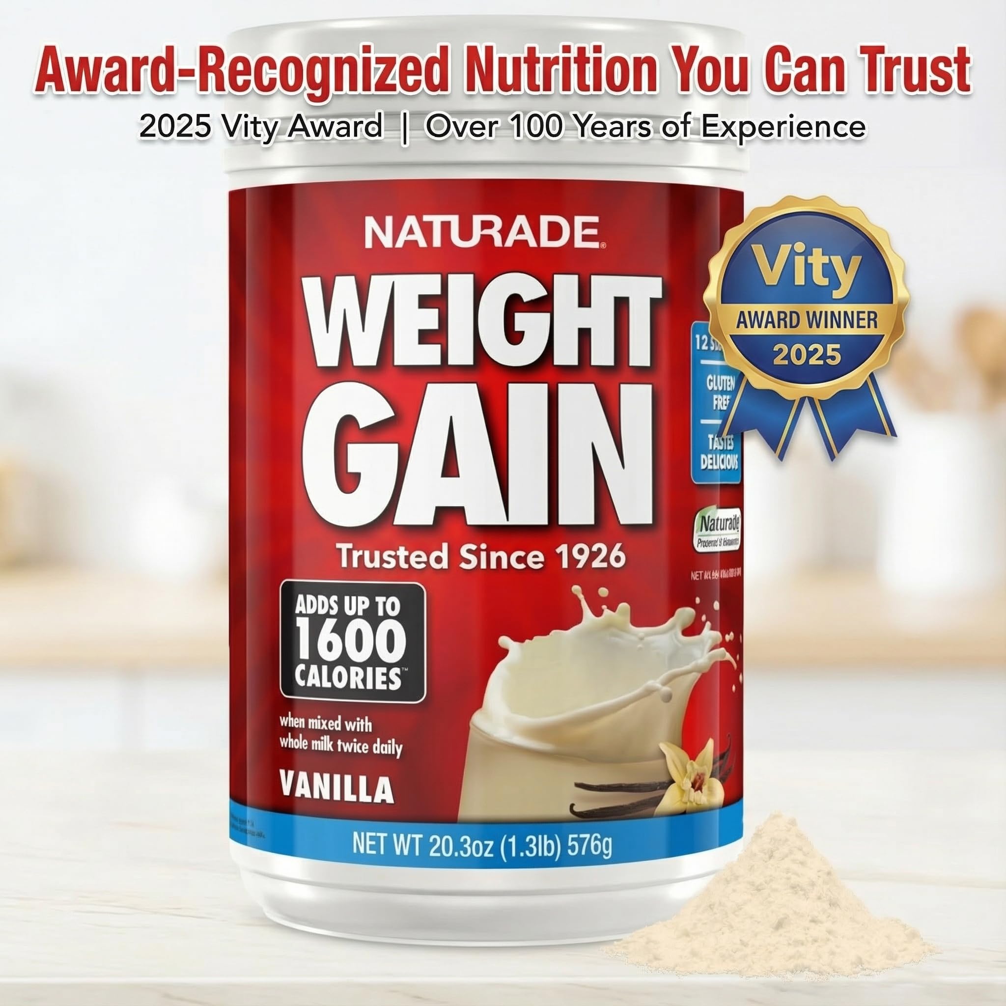 Naturade Weight Gain Nutrition Drink Mix for Healthy Weight Support, Balanced Calories with Protein, Vitamins & Minerals, Vanilla - 20.3 oz Naturade buy supplements canada