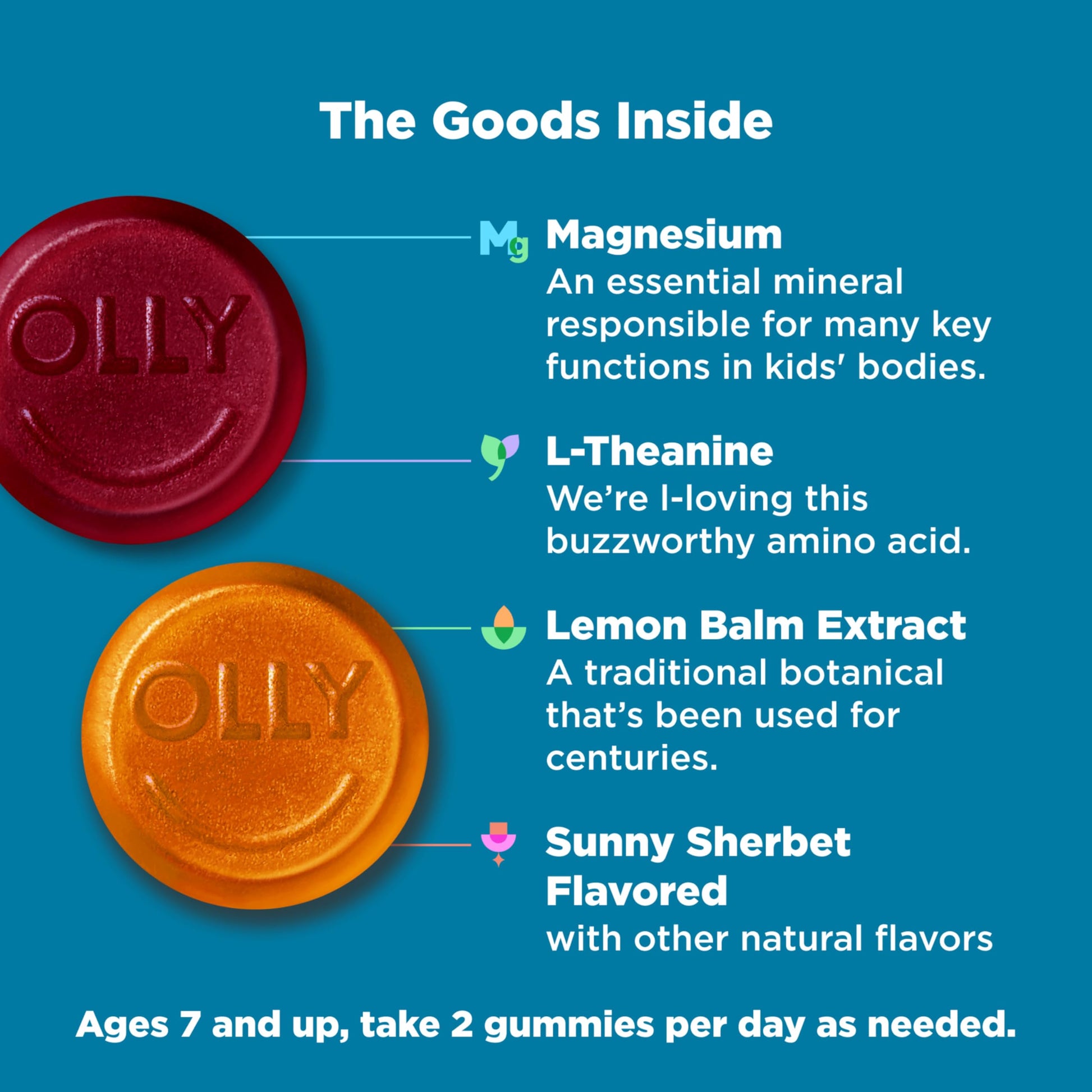 OLLY Kids Chillax Gummy, For a Calm and Relaxed Mood*, Magnesium, L-Theanine, Lemon Balm Extract, Chewable Supplement, Sherbet Flavored, 25 Day Supply - 50 Count OLLY buy supplements canada