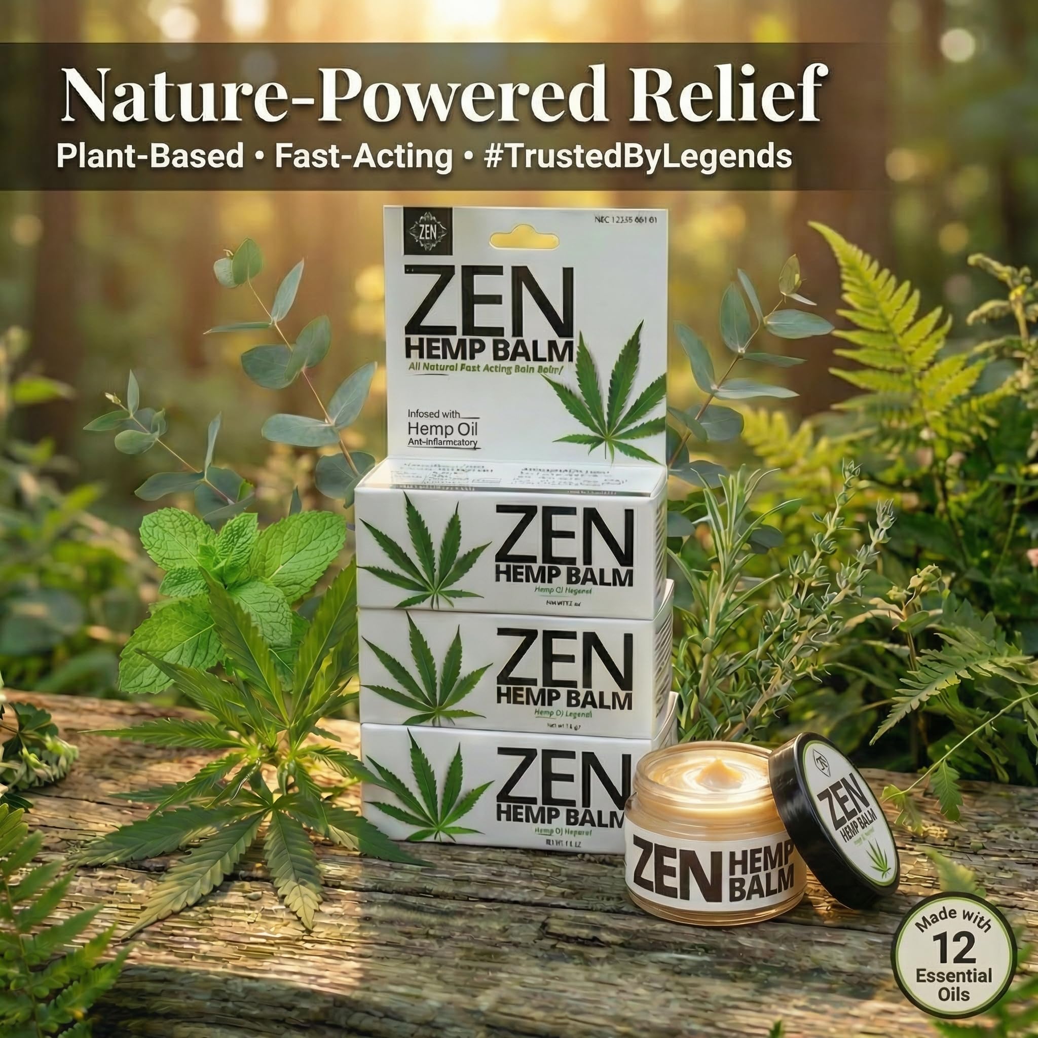 ZEN Hemp Balm 3 Pack – Fast-Acting Pain Relief for Muscles & Joints – Plant-Based Topical – 0.7 oz Each ZEN buy supplements canada