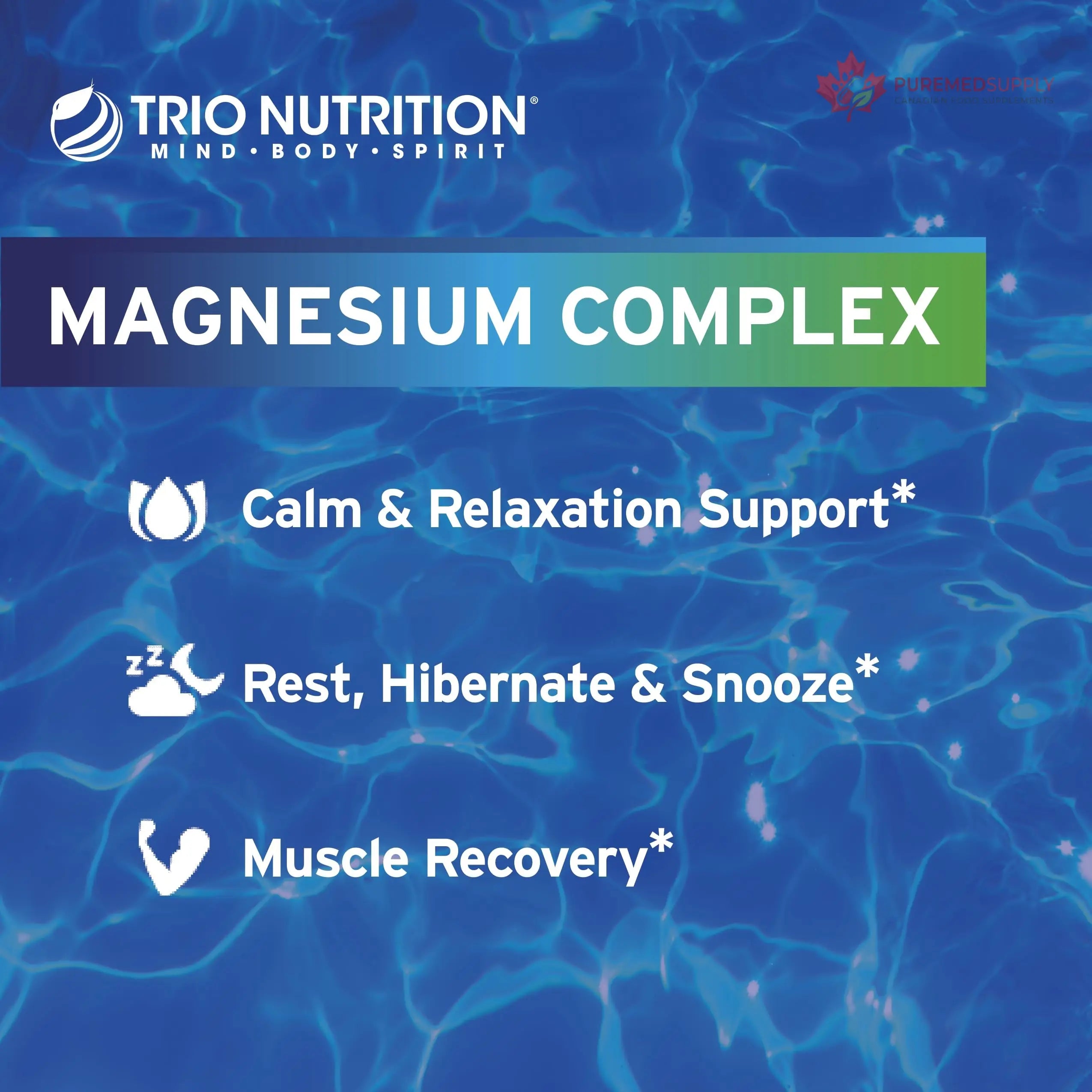 Trio Nutrition Magnesium Complex 90 Day Supply 420 mg | Natural Calm, Relax, Stress Relief, and Muscle Recovery |Magnesium Glycinate Supplement with Vitamin B6 for Rapid Absorption* TRIO NUTRITION buy supplements canada