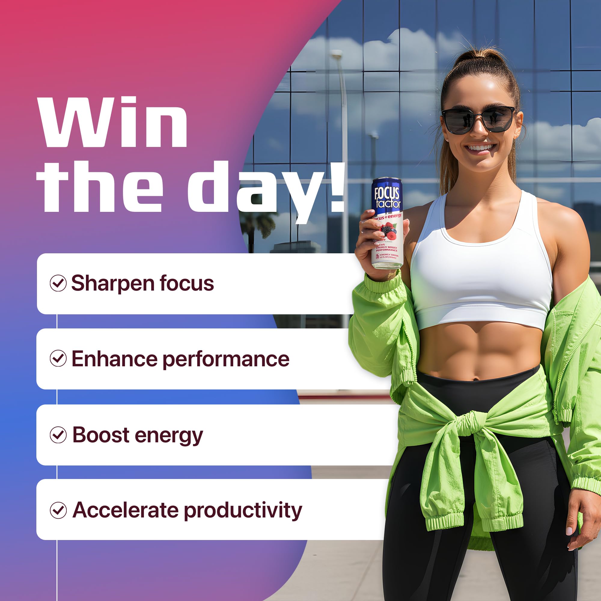 Focus Factor Energy Drink - 12 x 355ml Cans (Berry Flavour) - with Focus + Energy - Lightly Carbonated, Sugar Free, Low Calorie with Vitamin B6 & Vitamin B12 Focus Factor buy supplements canada