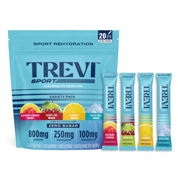 TREVI™ Sport Electrolytes Powder Packets Sugar Free - 800mg Sodium - 250mg Potassium - 100mg Magnesium - Water Drink Mix Rehydration Essentials - 20 Count - Variety Pack TREVI buy supplements canada