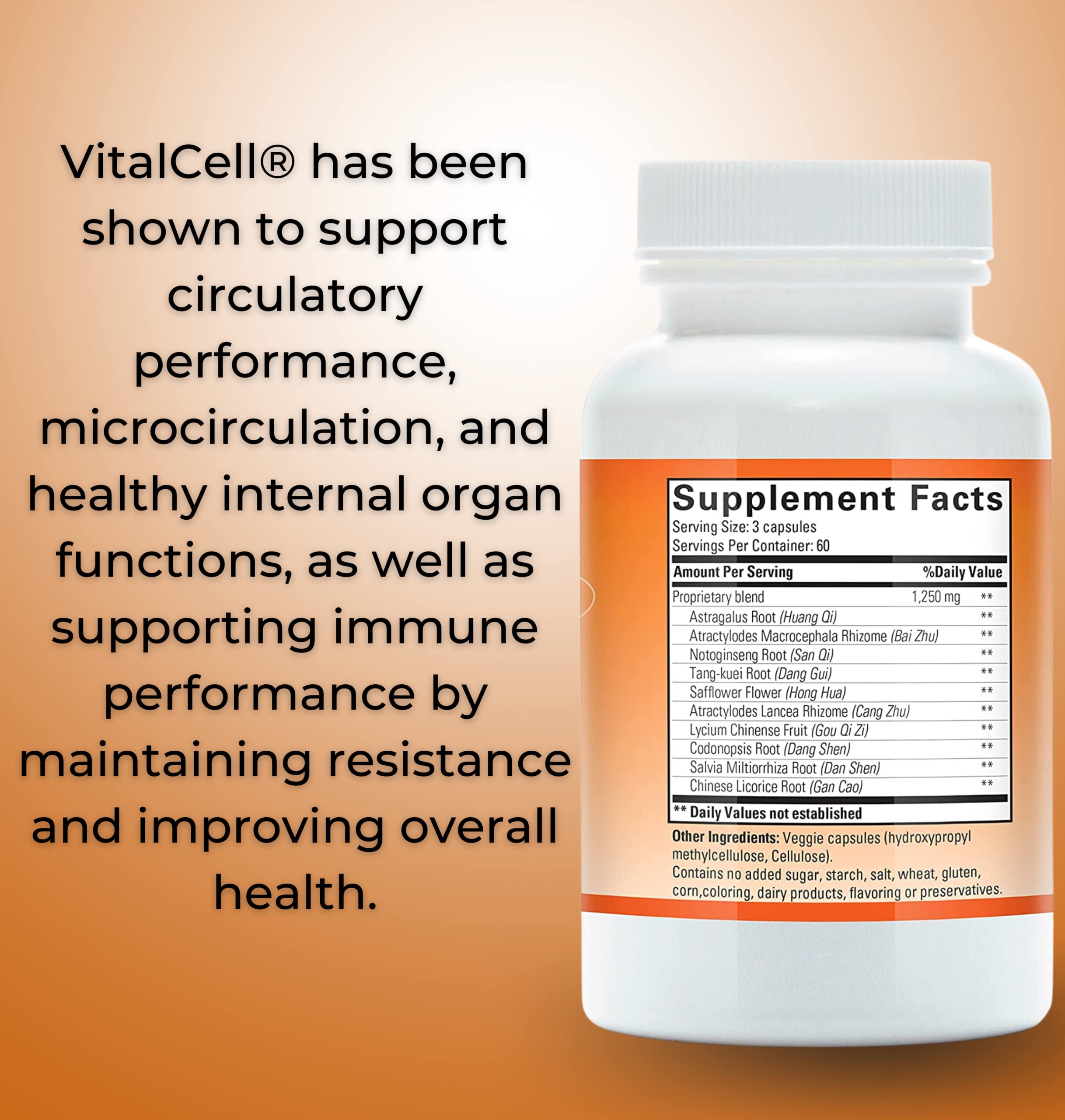 Vital Cell Natural Anti-Aging Supplement for Men and Women, Supporting Circulation and Healthy Organ Function (180 Vegetarian Capsules) Tango buy supplements canada