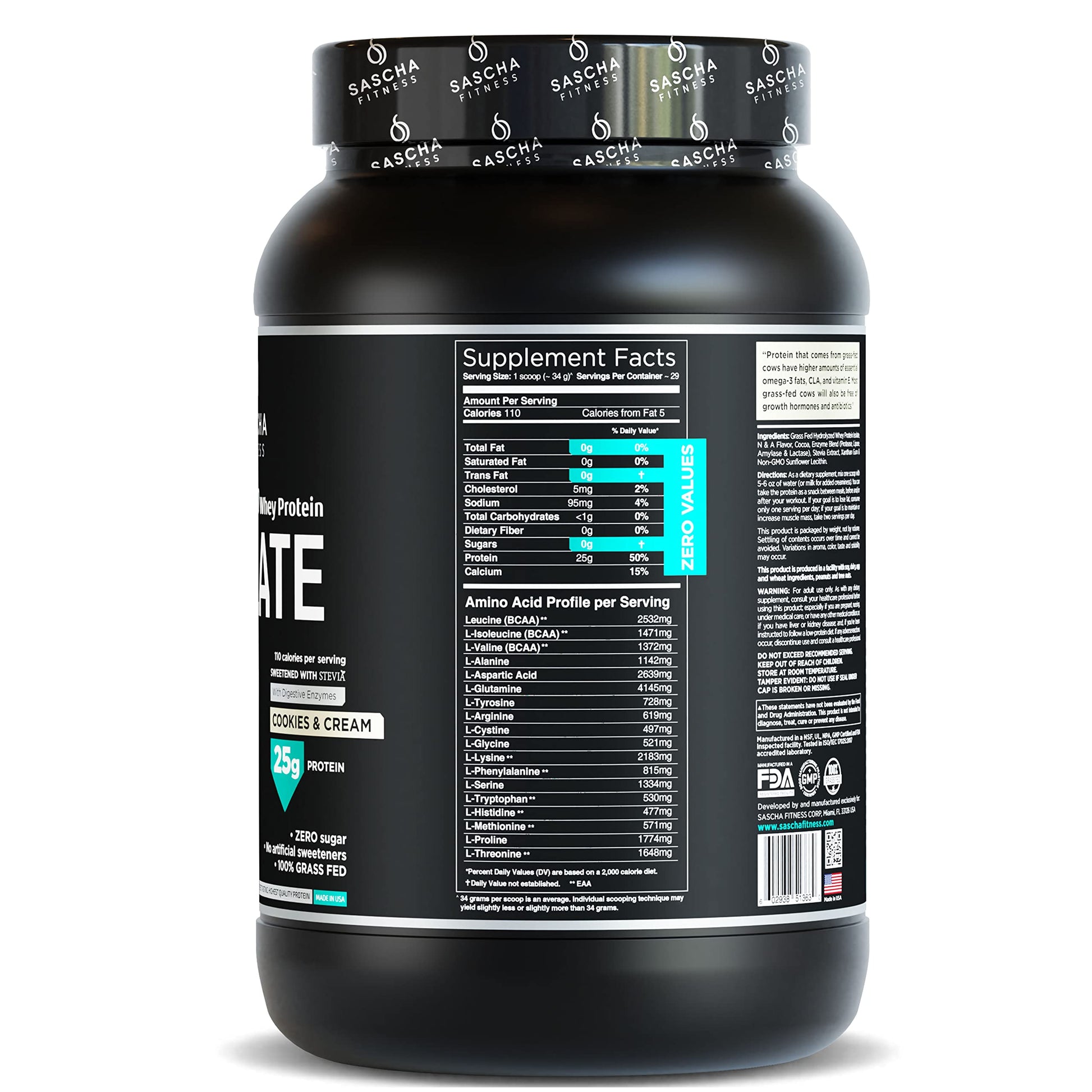 SASCHA FITNESS Hydrolyzed Whey Protein Isolate,100% Grass-Fed (2 Pounds, Cookies SASCHA FITNESS buy supplements canada