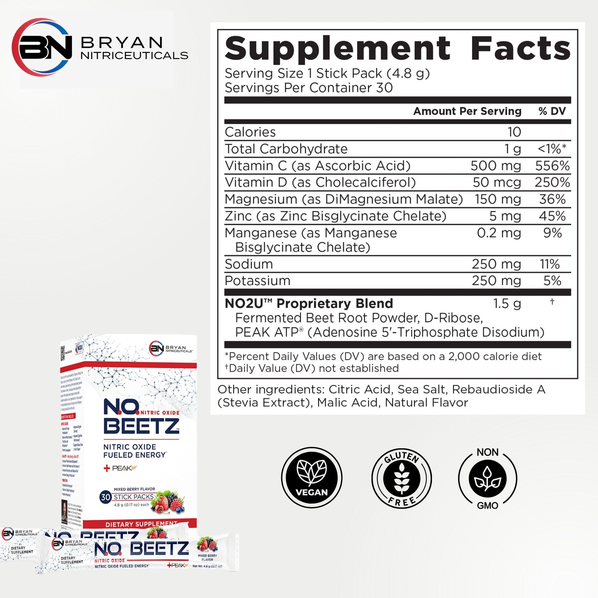 Bryan Nitriceuticals N.O. Beetz Nitric Oxide Fueled Energy Boost Supplement, Hydration & Cellular Energy Production Enhancer, Blend of Vitamins and Minerals (30 Servings) Bryan Nitriceuticals buy supplements canada