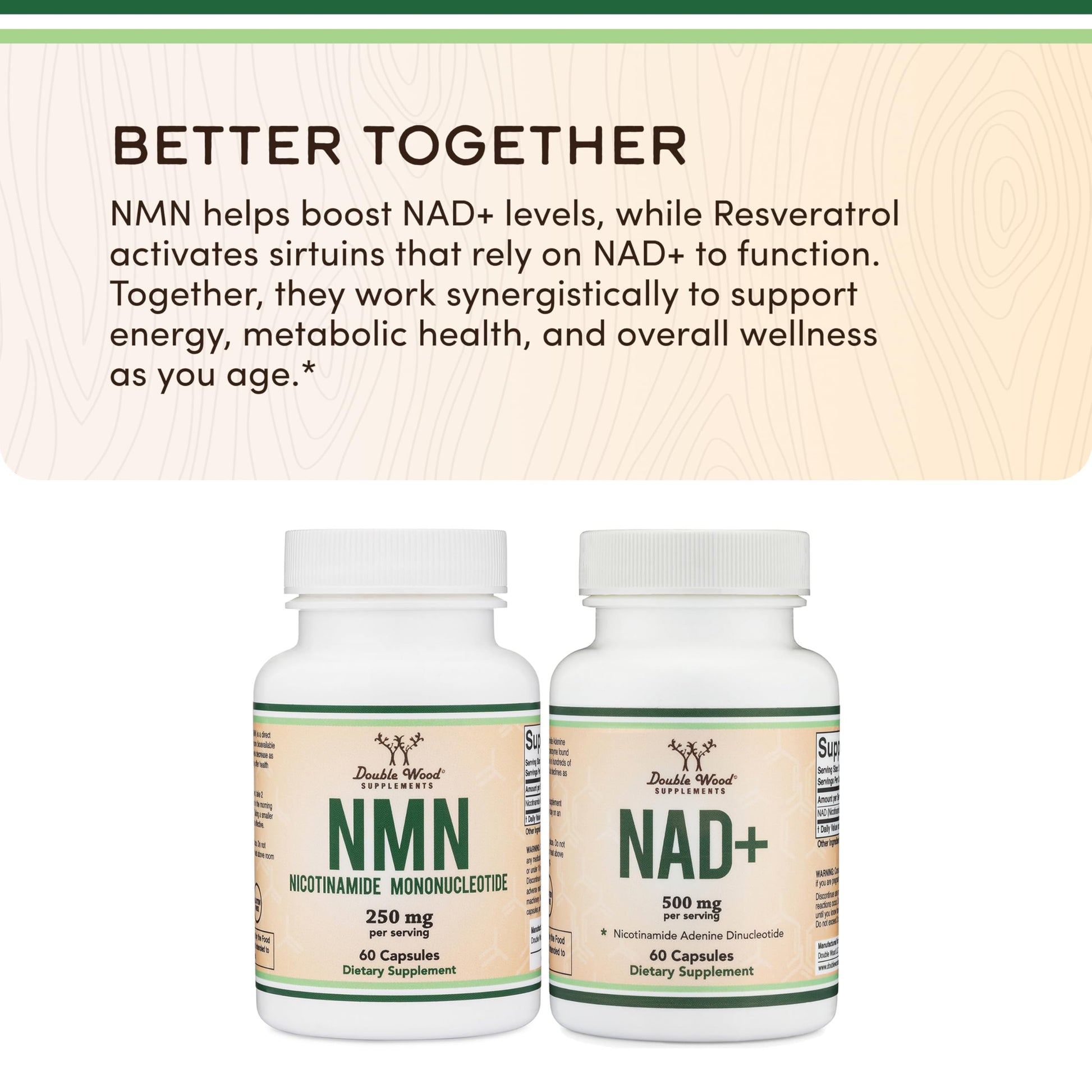 Double Wood Supplements NMN (Nicotinamide Mononucleotide) 250mg, 60 Capsules - 30 Servings, Gluten Free Double Wood Supplements buy supplements canada
