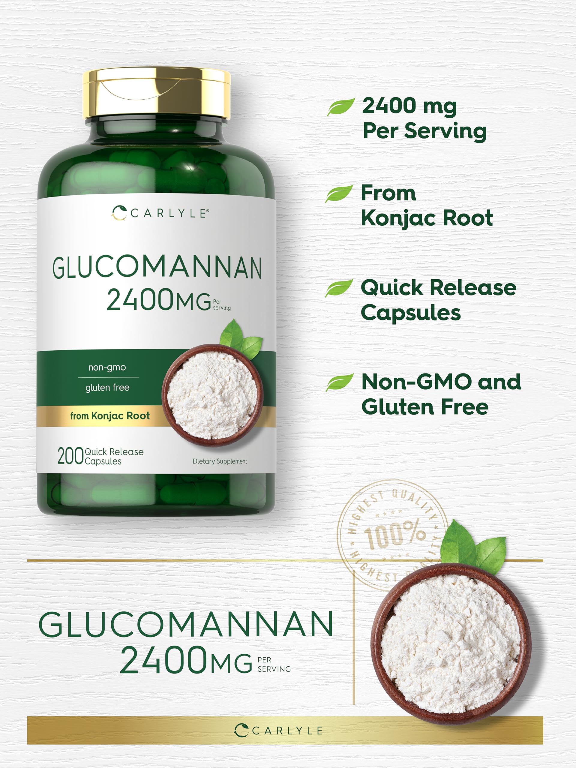 Carlyle Glucomannan Capsules | 200 Count | Soluble Fiber Pills | Non-GMO Carlyle buy supplements canada
