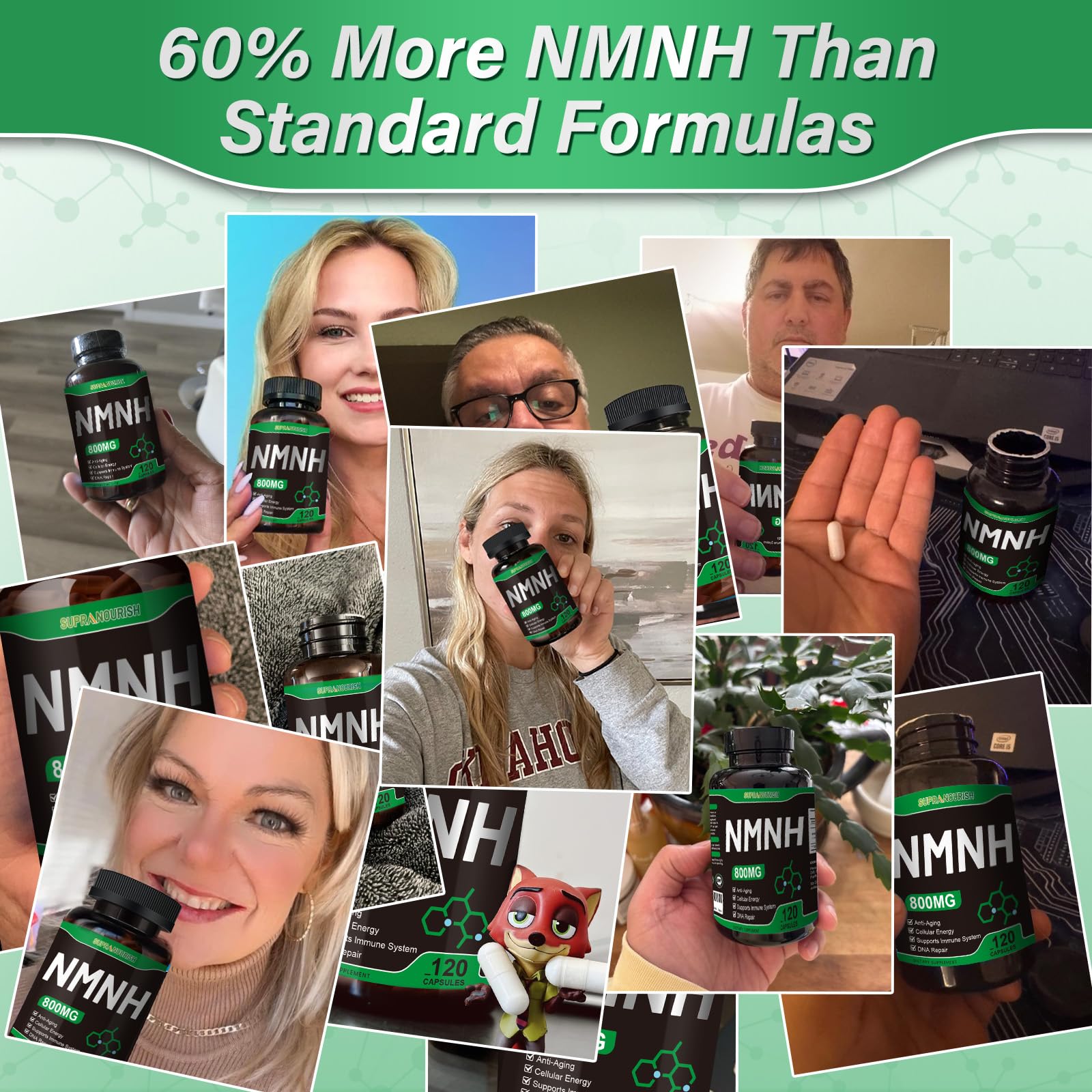 SUPRANOURISH Pure NMNH Supplement 120 Capsules - 800mg High-Purity NMNH Supplements, NAD Supplement for Boost NAD+ for Anti-Aging & Cellular Energy SUPRANOURISH buy supplements canada