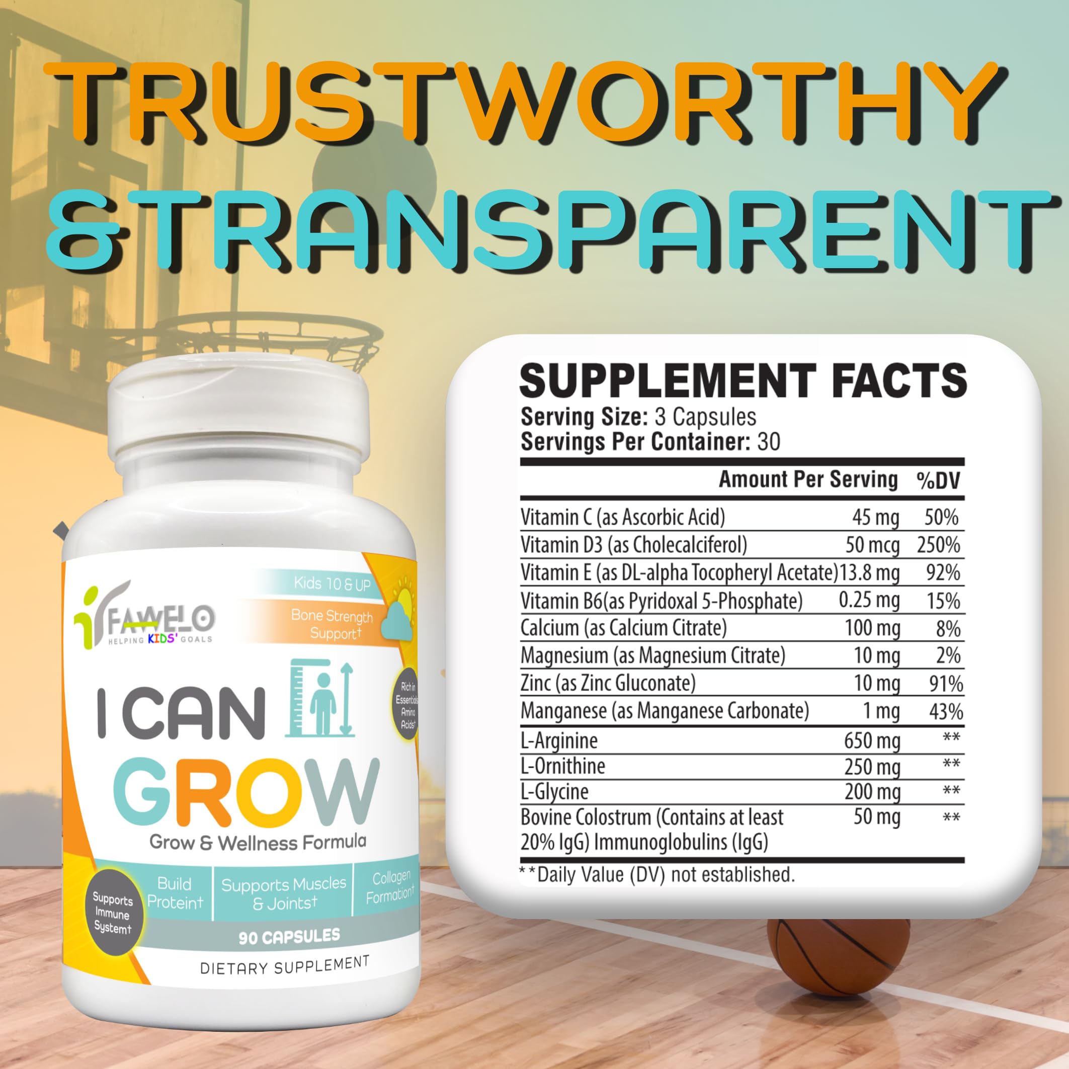 Fawelo I Can Grow (2 Pack) - for Kids 10+ and Teens | Enhances Natural Development | Strength Bone, Muscle & Joints | Immunity & Overall Health | Transparent Ingredients | Made in the USA Fawelo buy supplements canada