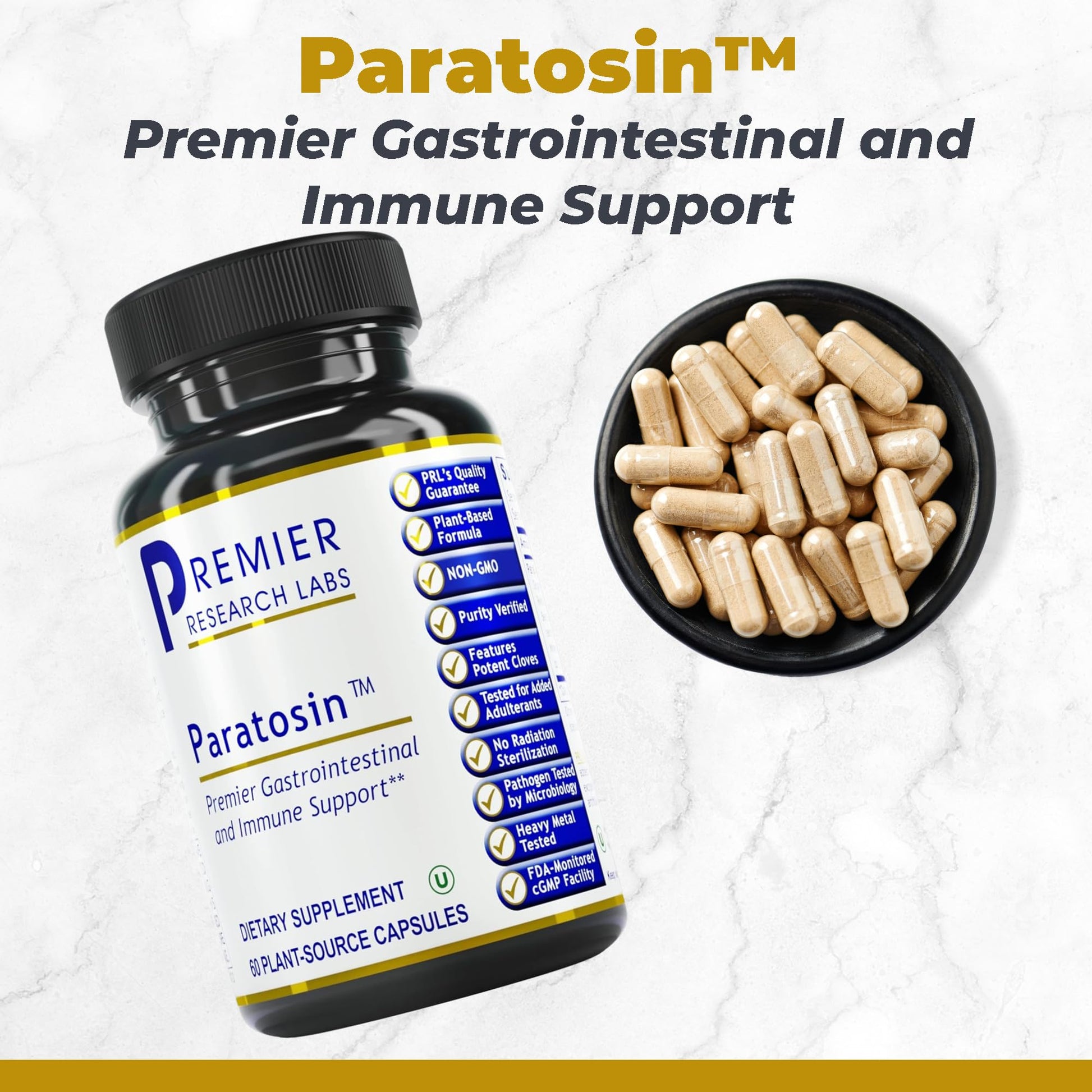 Premier Research Labs Paratosin - Gut Health Supplement, Reishi Mushroom Capsules, Hyssop Capsules, Wild Garlic Supplements, GI Support for Men & Women - 60 Vegetarian Capsules Premier Research Labs buy supplements canada