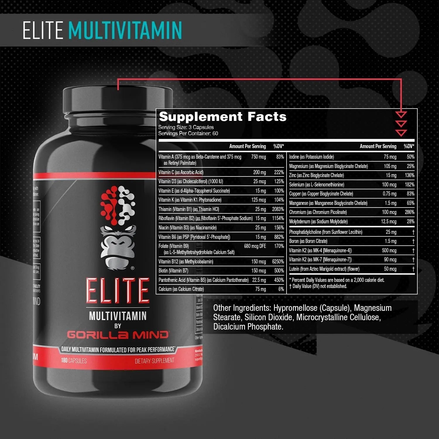 Gorilla Mind Elite Multi-Vitamin (180 Capsules) – Daily Multivitamin Formulated for Peak Performance | 27 Nutrients to Backfill Micronutrient Shortcomings Gorilla Mind buy supplements canada