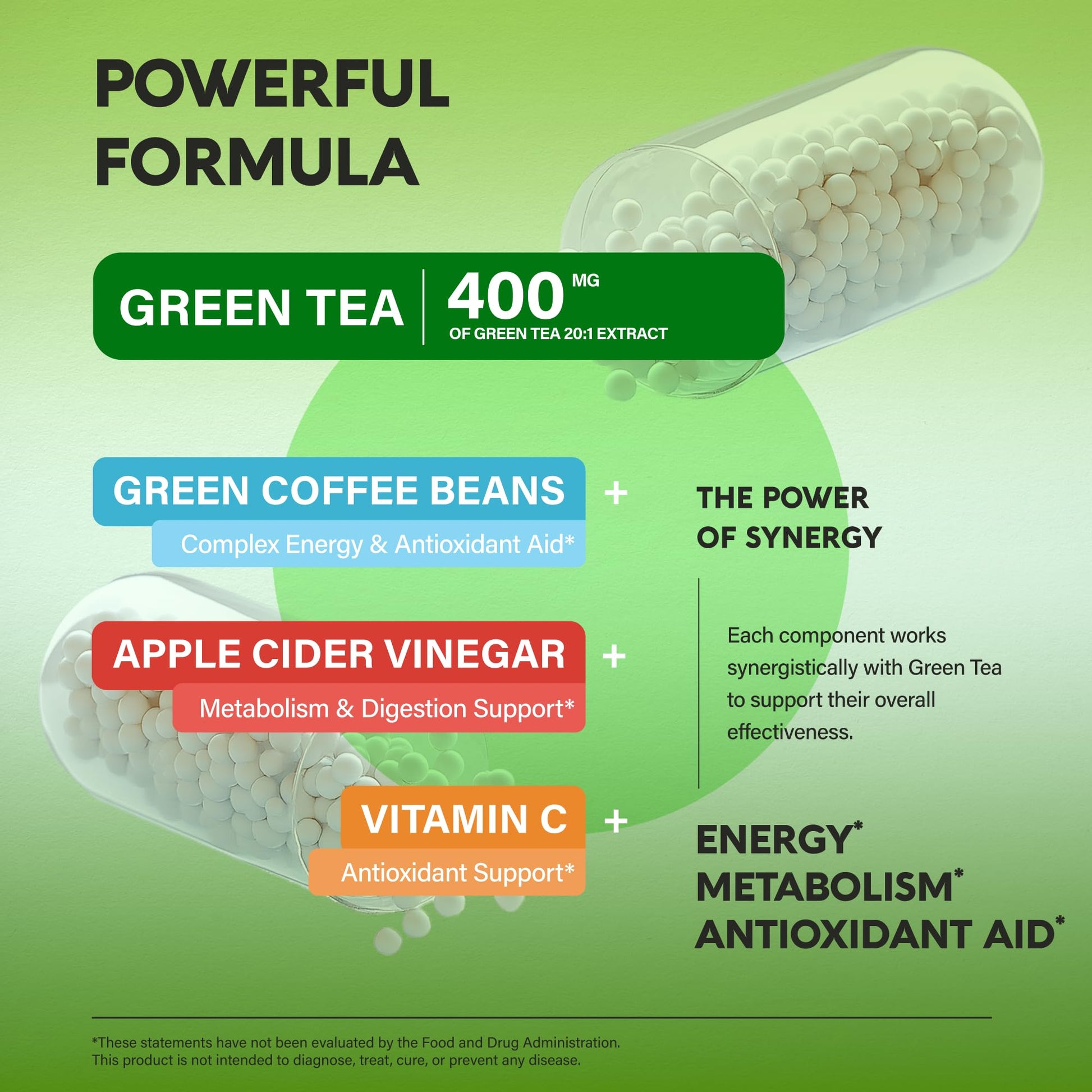 Green Tea Extract - 50% EGCG, Extra Strength 20:1 Extract - Natural Green Tea Supplement + Green Coffee Beans & Apple Cider Vinegar - Energy & Metabolism Support NUTRAHARMONY buy supplements canada