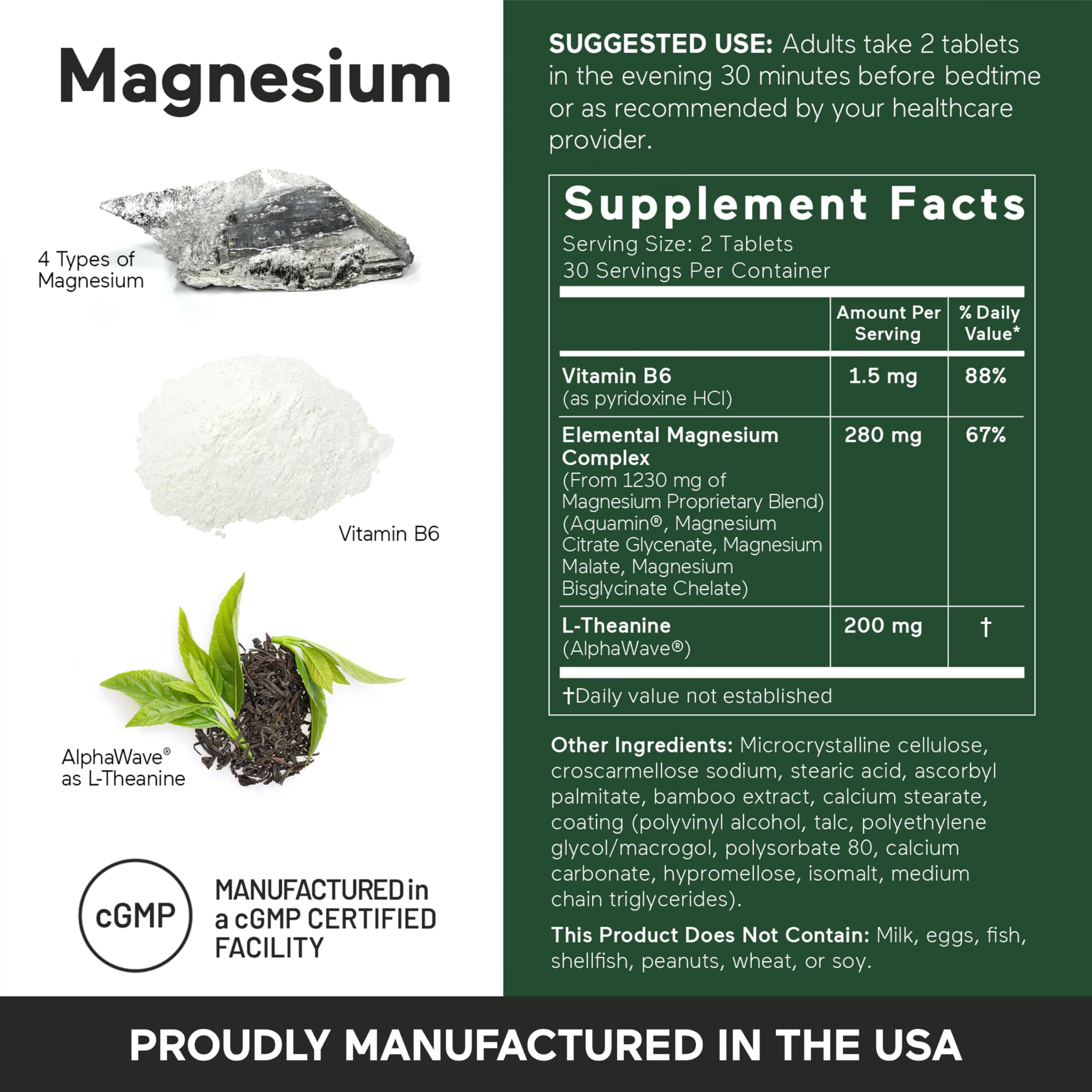 Smarter Nutrition Magnesium Complex - Chelated Magnesium Glycinate with Citrate, Malate and L-Theanine for Sleep, Muscle Relaxation and Stress Support