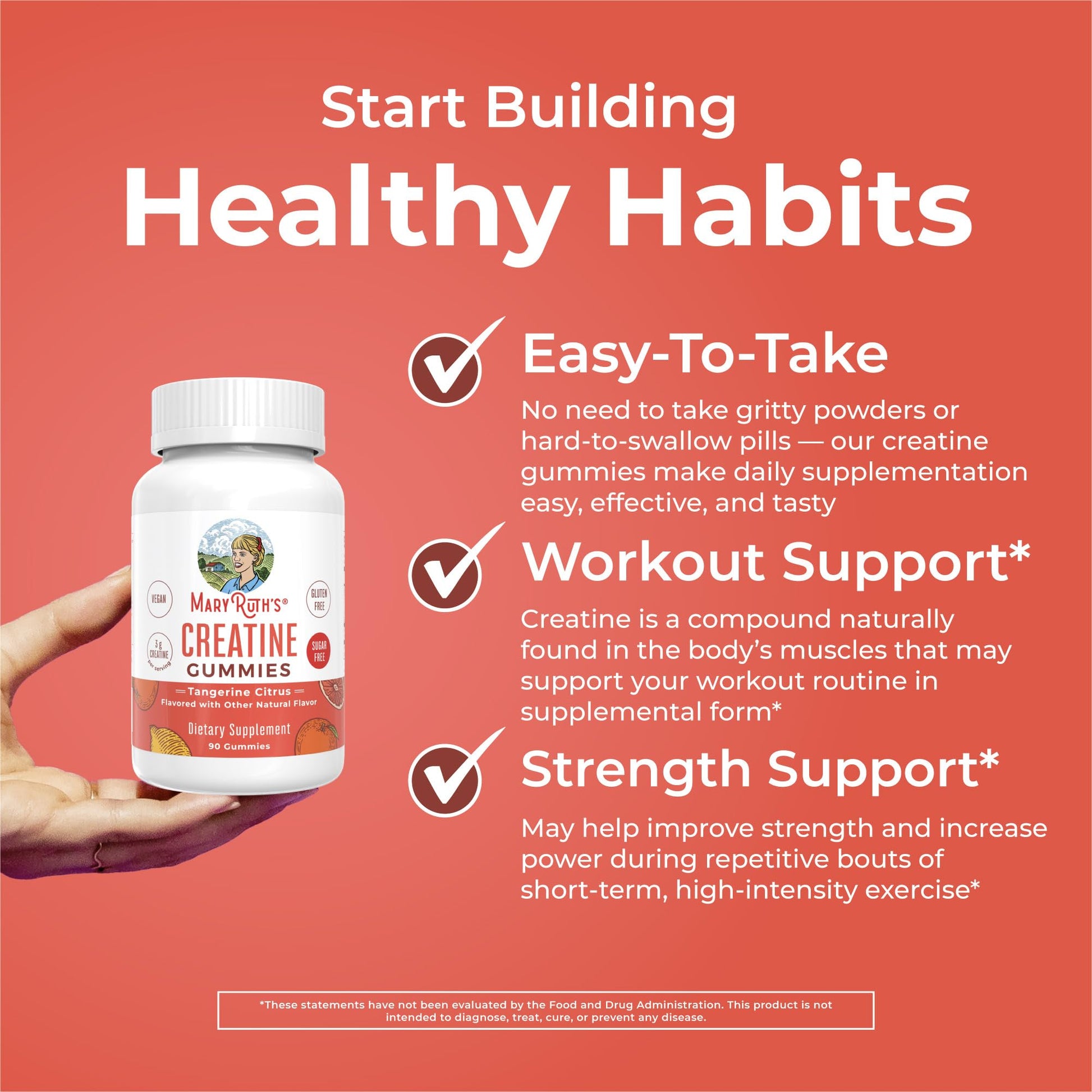 MaryRuth's Creatine Gummies | Creatine Monohydrate Gummies | 3g Creatine Per Serving | Creatine for Women & Men | Tangerine Citrus Flavor | Exercise | Workout | Sugar Free | Vegan | 90 Count MARYRUTH'S buy supplements canada