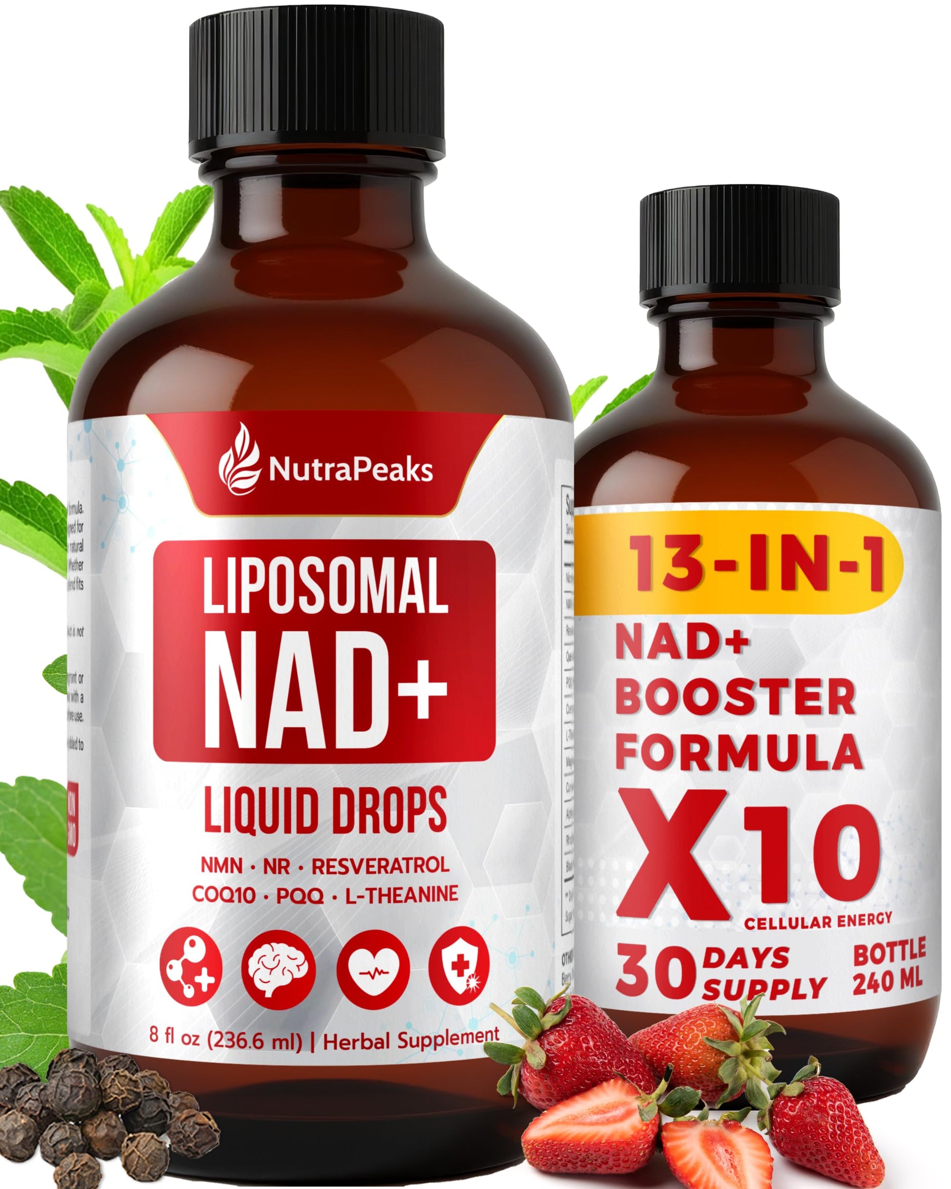 NutraPeaks NAD+ Supplement Liquid - NAD+ Supplement 1000mg, NAD+ Nicotinamide Riboside Resveratrol Supplements with PQQ, NAD+ Berry Flavor Sticks for Anti-Aging, Energy, Focus NutraPeaks buy supplements canada