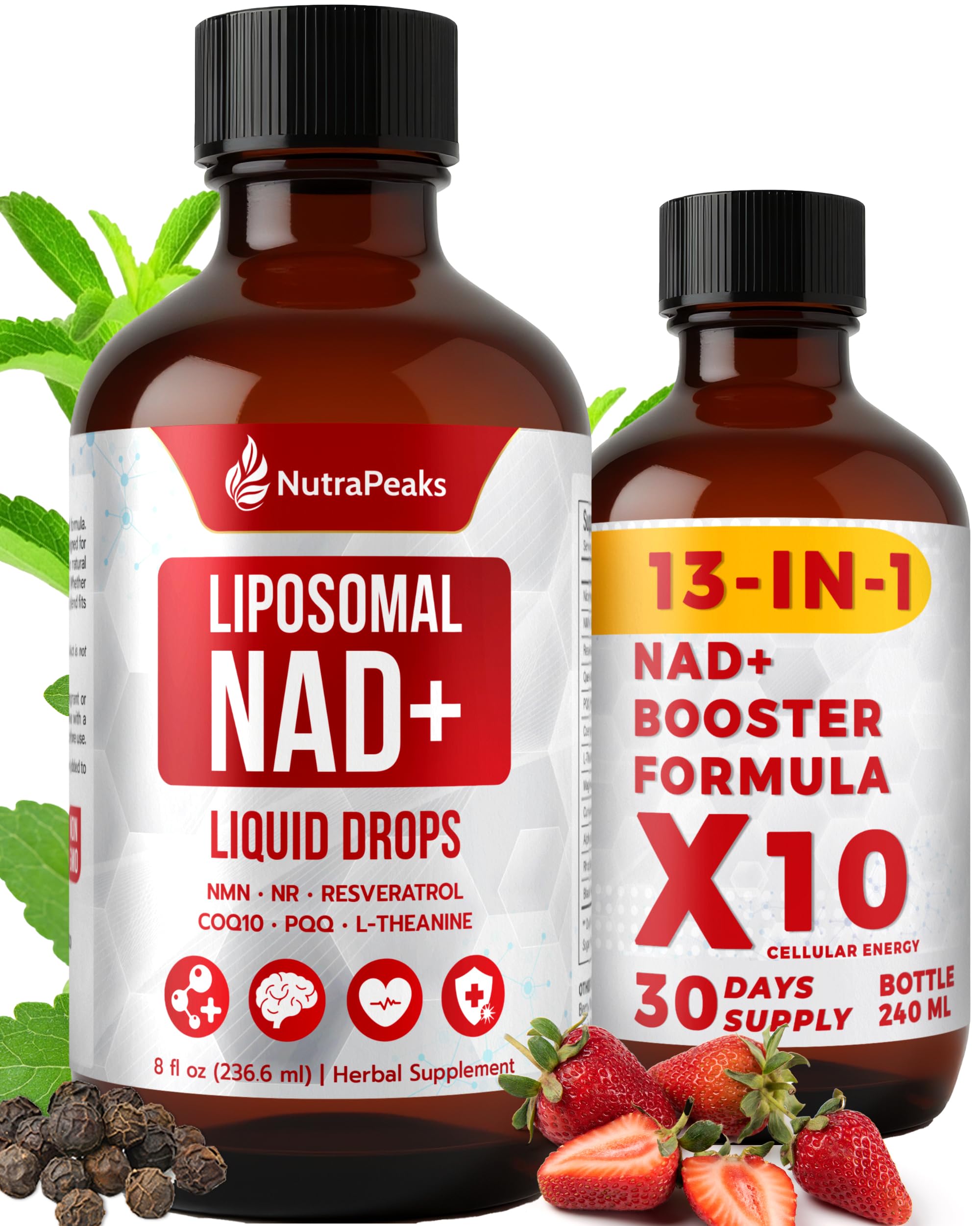 NutraPeaks NAD+ Supplement Liquid - NAD+ Supplement 1000mg, NAD+ Nicotinamide Riboside Resveratrol Supplements with PQQ, NAD+ Berry Flavor Sticks for Anti-Aging, Energy, Focus NutraPeaks buy supplements canada