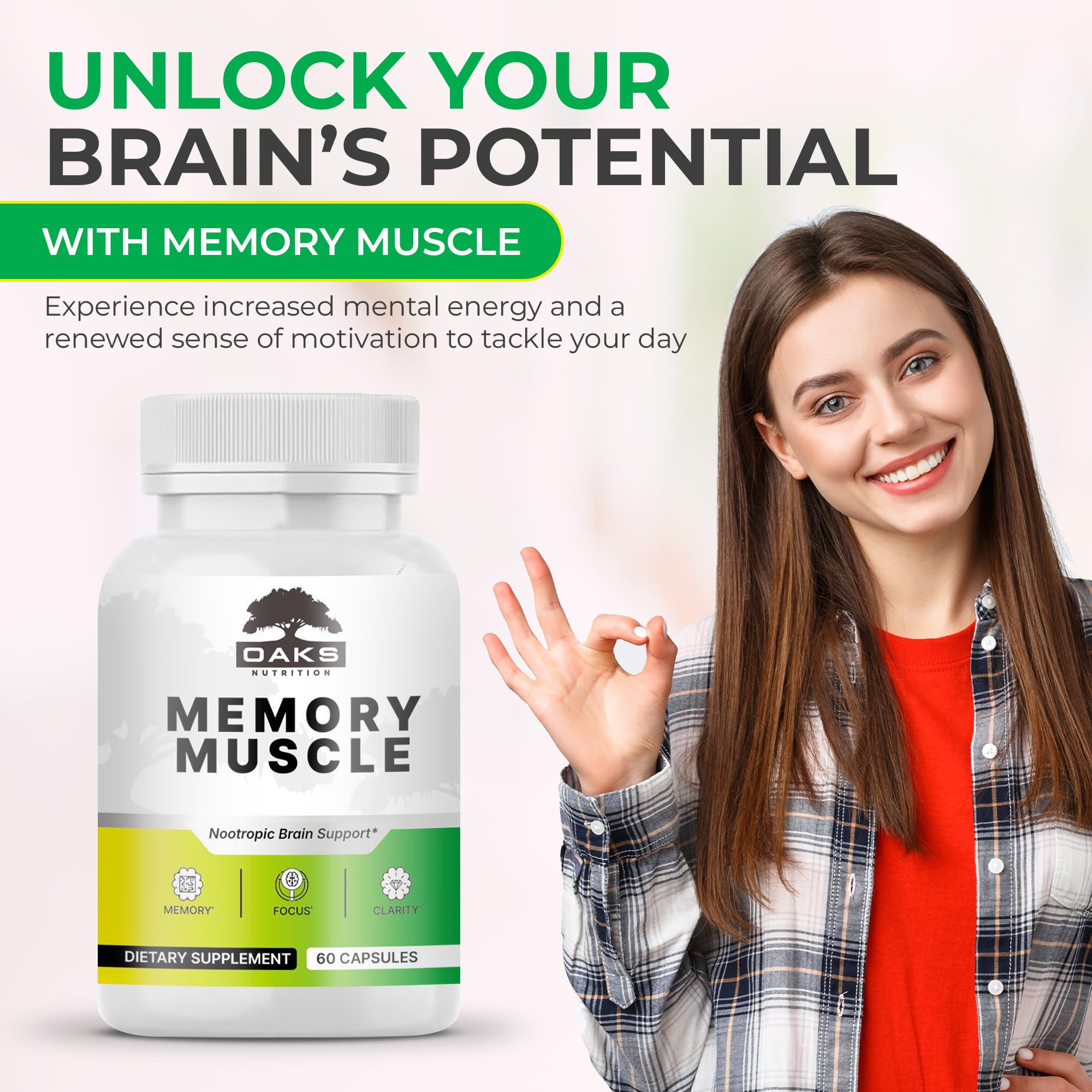 Memory Muscle – Advanced Nootropic Brain Supplement with Vitamin B12, Bacopa Monnieri & DMAE for Focus, Memory, Mental Clarity & Clean Energy – Premium Cognitive Support Formula Oaks Nutrition buy supplements canada