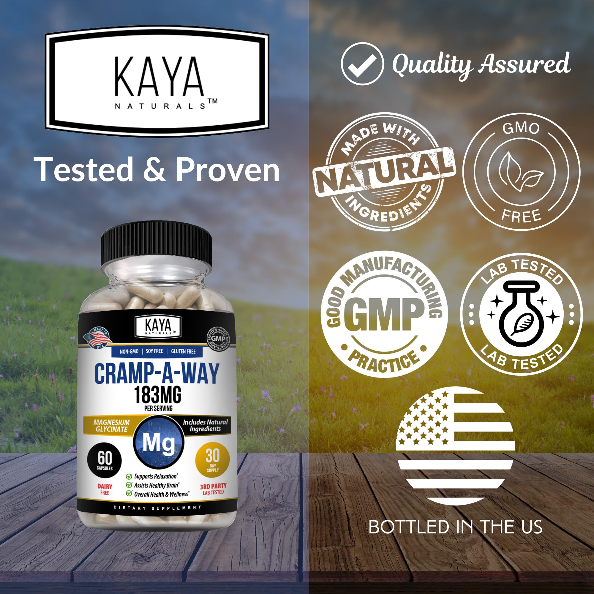 Kaya Naturals Cramp-A-Way Magnesium Glycinate 183mg (60 Count (Pack of 1) Kaya Naturals buy supplements canada