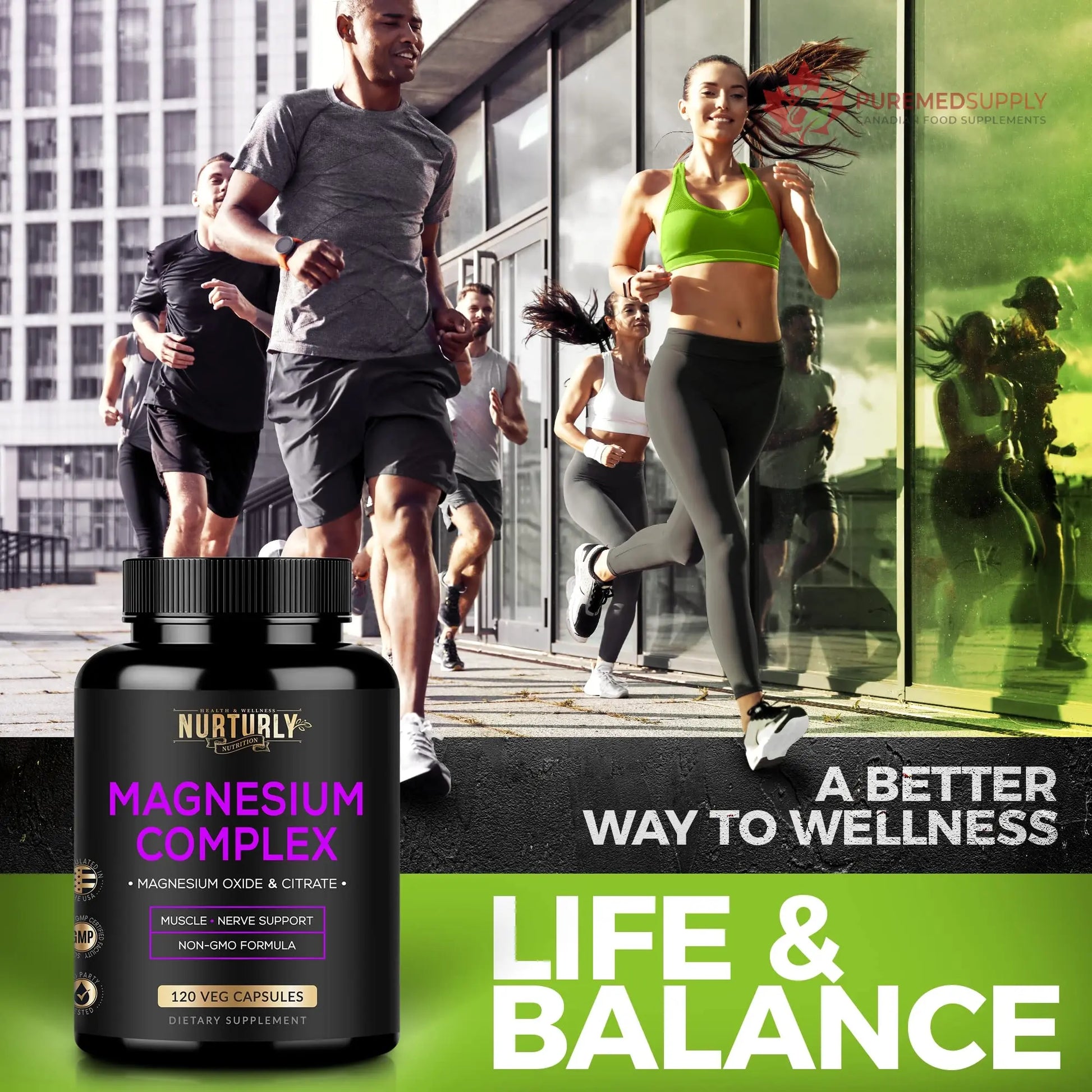 Magnesium Citrate & Oxide 500mg Complex Supplement - High Absorption Maximum Strength - Helps Support Bone Density and Strength, Muscles, Energy and Sleep - 120 Vegan Capsules NURTURLY buy supplements canada