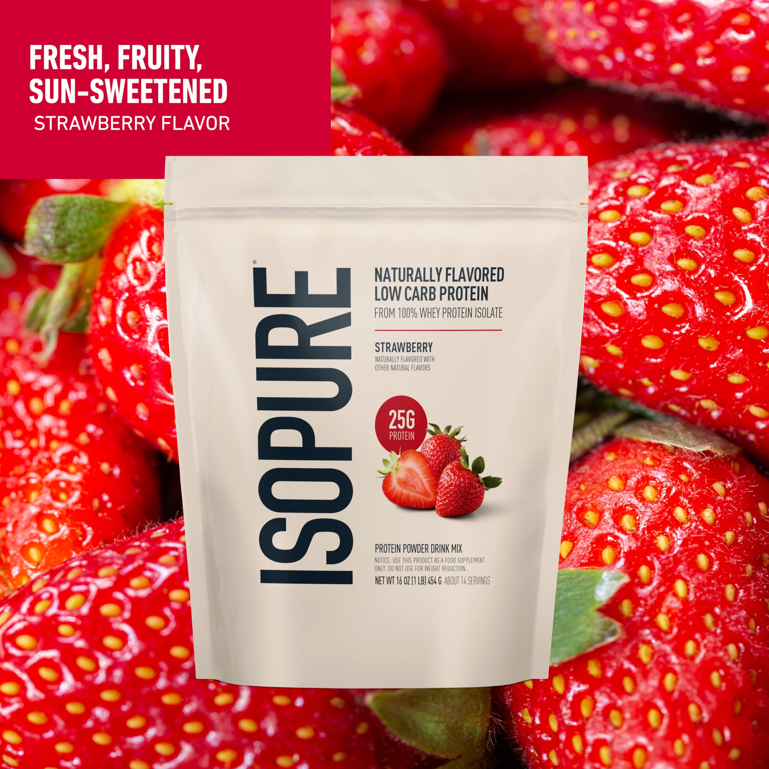 Isopure Low Carb 100% Pure Whey Isolate Protein Powder, Lactose Free, Gluten Free, With Vitamins, Strawberry, 25g Protein Per Serving, 1 Lb, 14 Servings (Packaging May Vary) Isopure buy supplements canada
