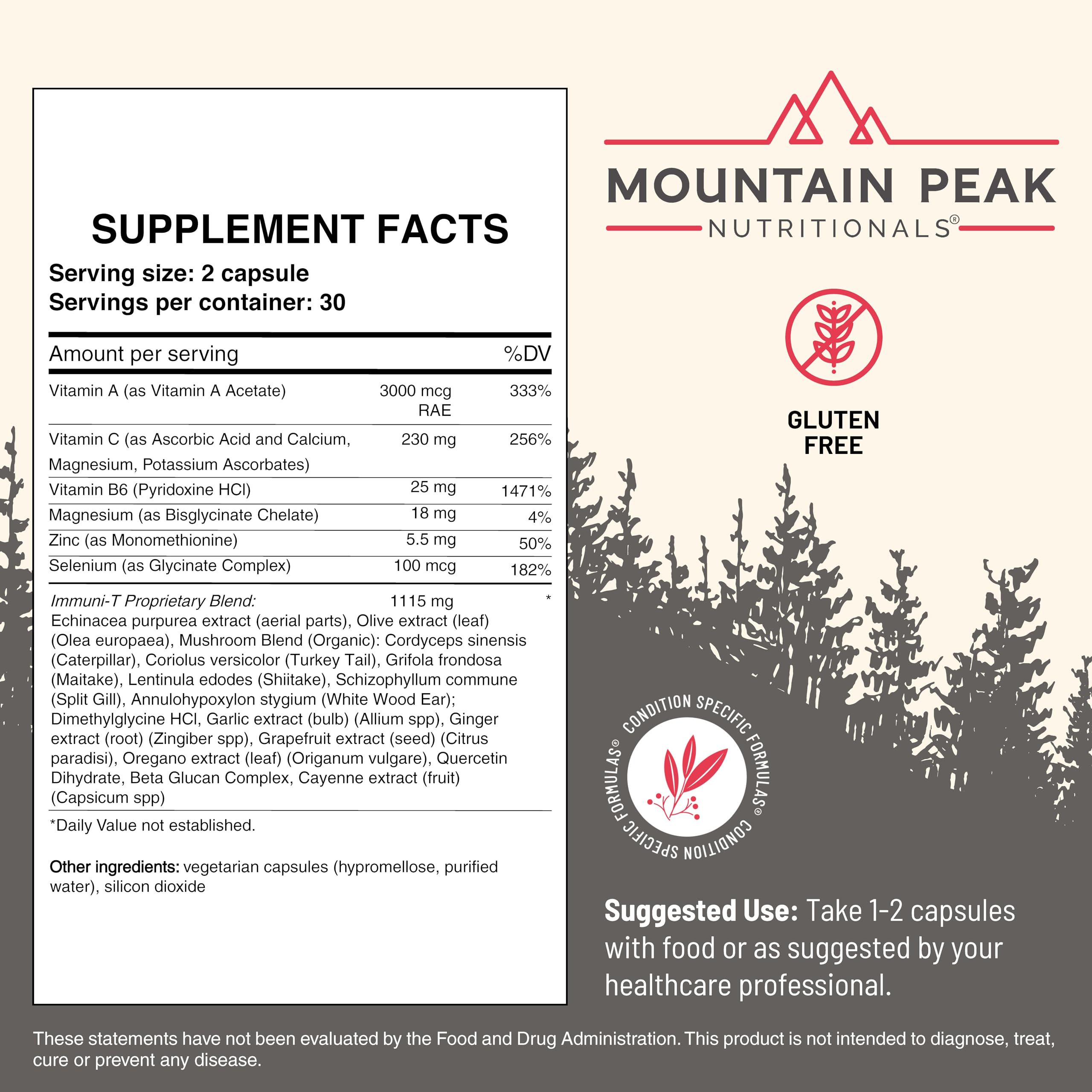 Mountain Peak Nutritionals Immuni-T Advanced Immune Support Supplement - 4-in-1 Formula with Vitamin C, A, Zinc, & Mushroom Blend - Daily Wellness & Seasonal Defense (60 Vegetarian Capsules) Mountain Peak Nutritionals buy supplements canada