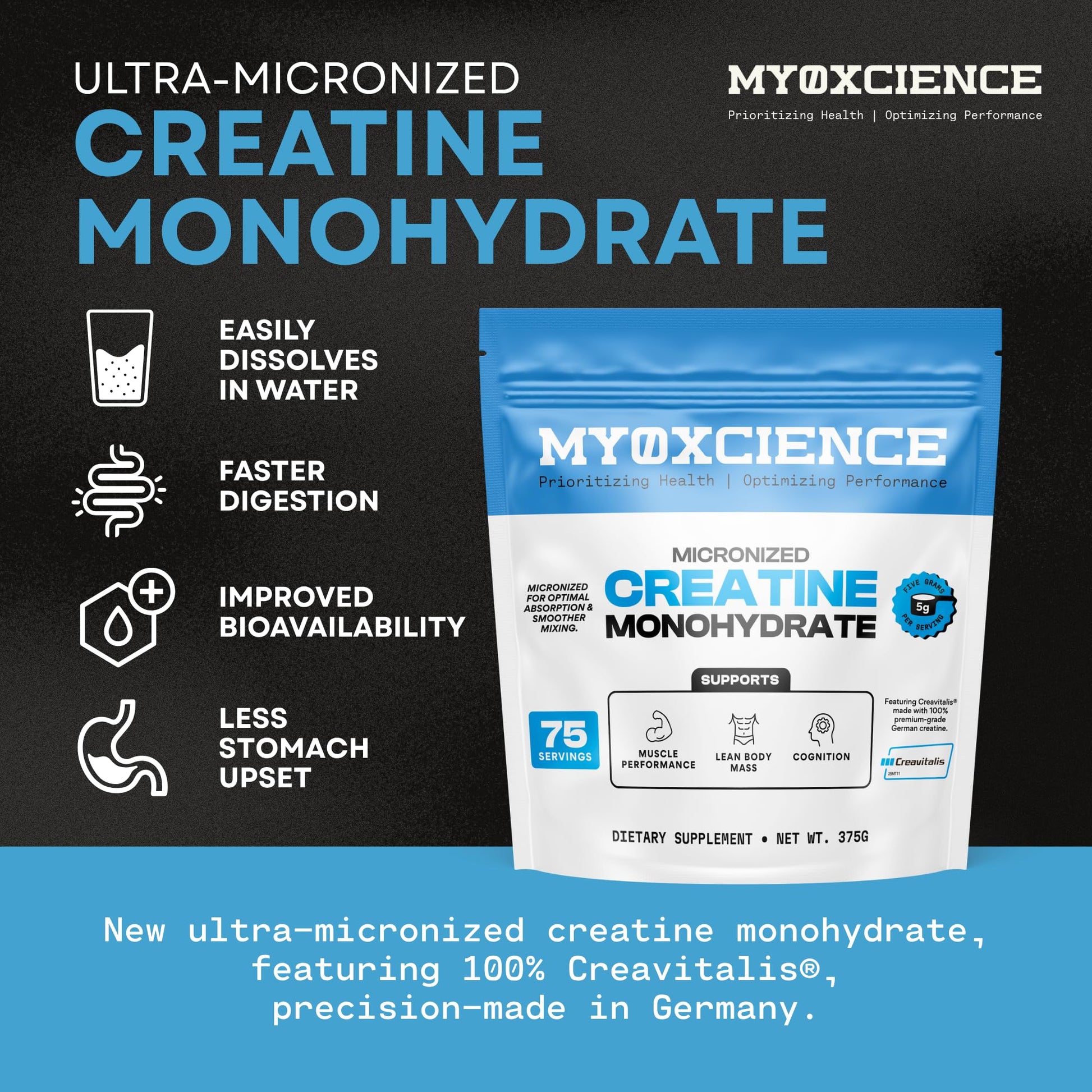 MYOXCIENCE Micronized Creavitalis Creatine | The World’s Purest Micronized Form of Creatine Monohydrate | Supports Muscle Performance MYOXCIENCE buy supplements canada