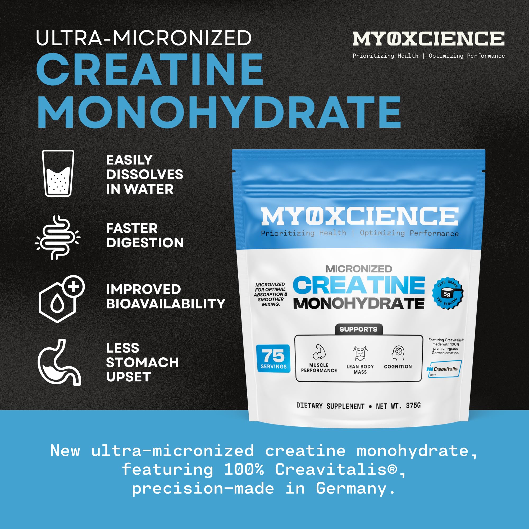 MYOXCIENCE Micronized Creavitalis Creatine | The World’s Purest Micronized Form of Creatine Monohydrate | Supports Muscle Performance MYOXCIENCE buy supplements canada