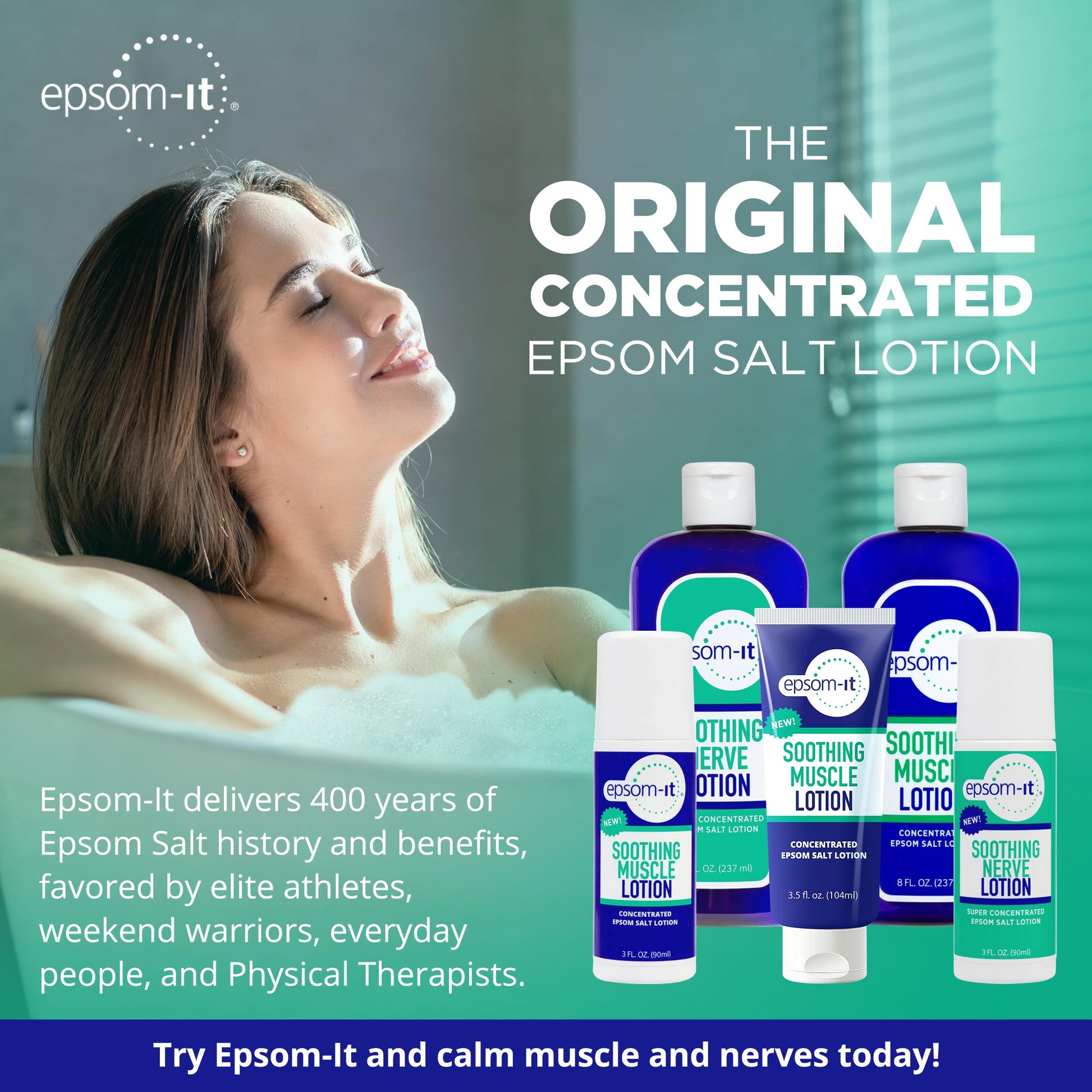 Epsom-It Soothing Muscle Lotion - Roll On Epsom Salt Lotion with Arnica for Muscle Stiffness, Leg, Knees and Feet Discomfort, Topical Magnesium Cream, 3oz EPSOM-IT buy supplements canada