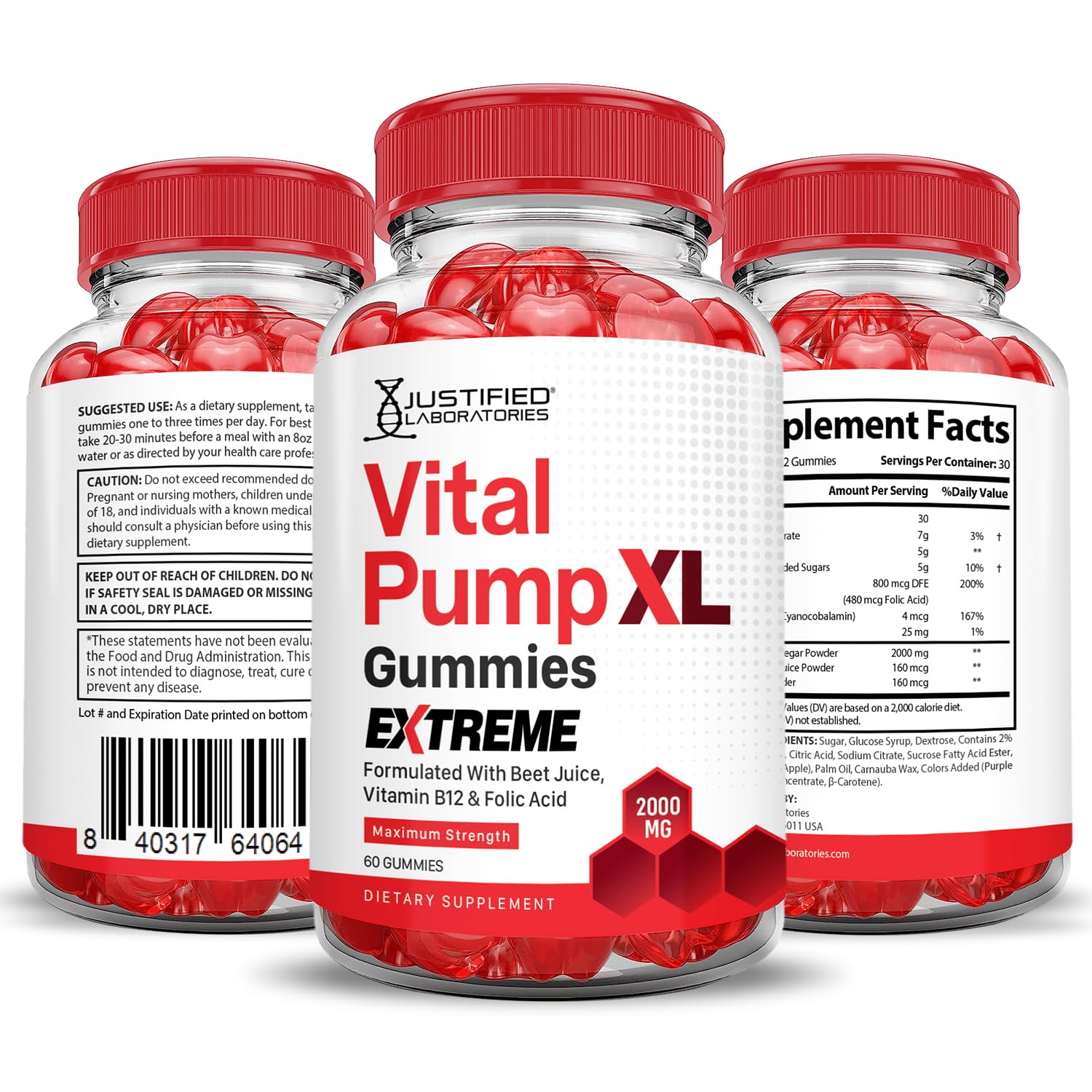 Justified Laboratories Vital Pump XL Extreme 2000MG Performance Gummies Vital PumpXL Advanced Formula Formulated with Beet Juice ACV Pomegranate Powder B12 Vegan Non GMO 60 Gummys Justified Laboratories buy supplements canada