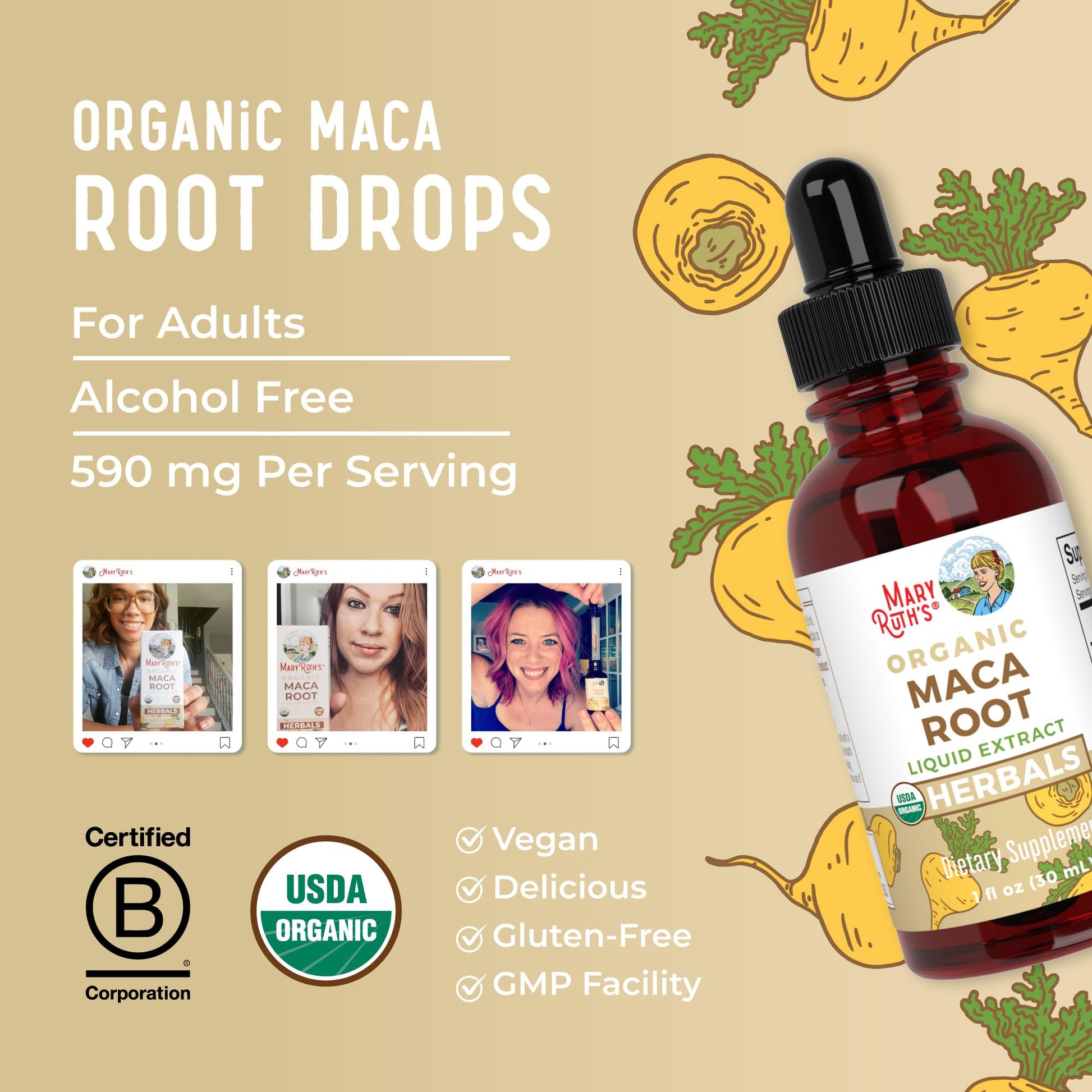 MaryRuth’s USDA Organic Maca Root Liquid Drops | Vegan | Non-GMO | Gluten Free | Alcohol Free | 1 Fl Oz MARYRUTH'S buy supplements canada