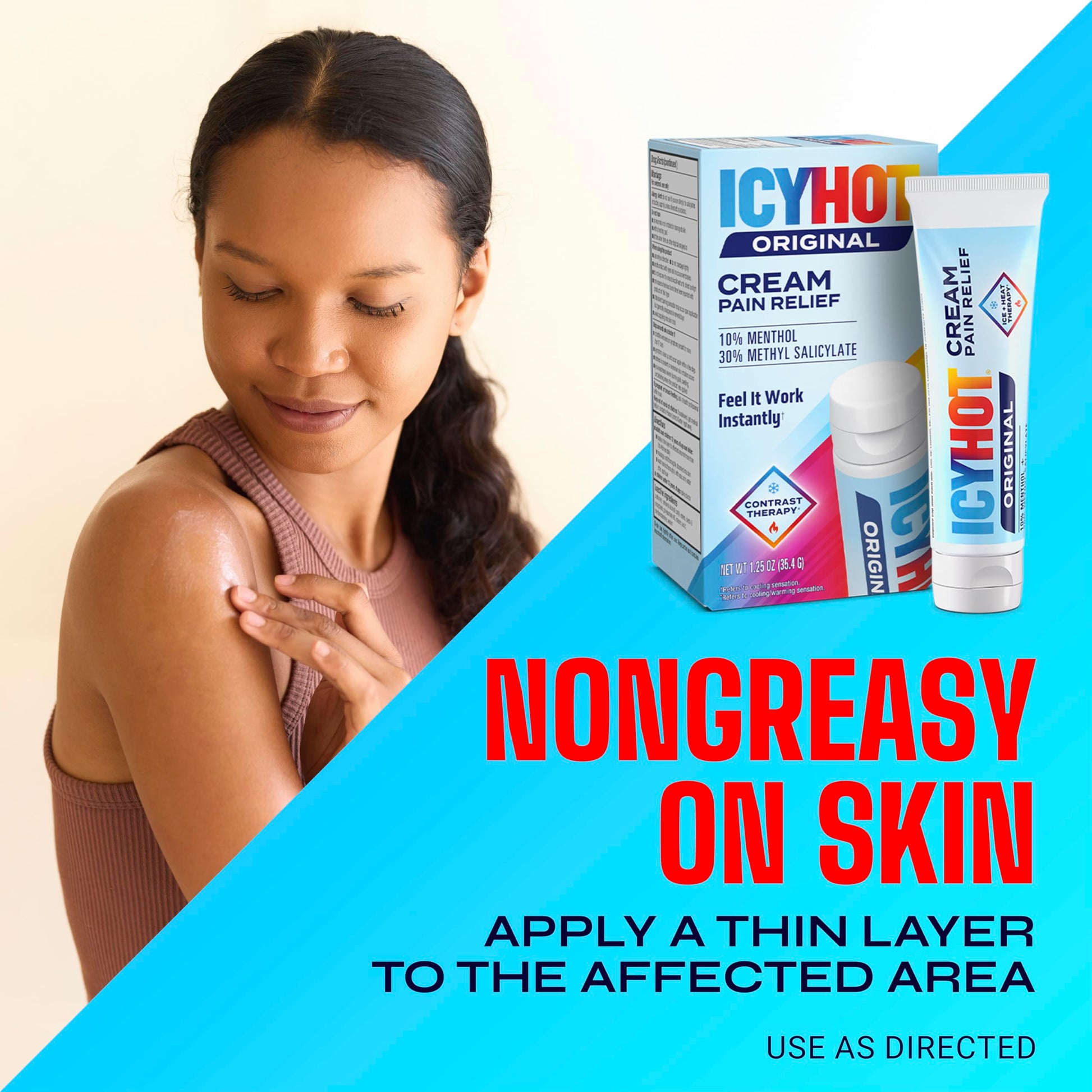 Icy Hot Original Pain Relief Cream, Fast-Acting Pain Relief with Menthol 10% and Methyl Salicylate 30%, Ice and Heat Contrast Therapy for Backaches, Joints, Muscle Strains and Arthritis, 1.25 oz Icy Hot buy supplements canada