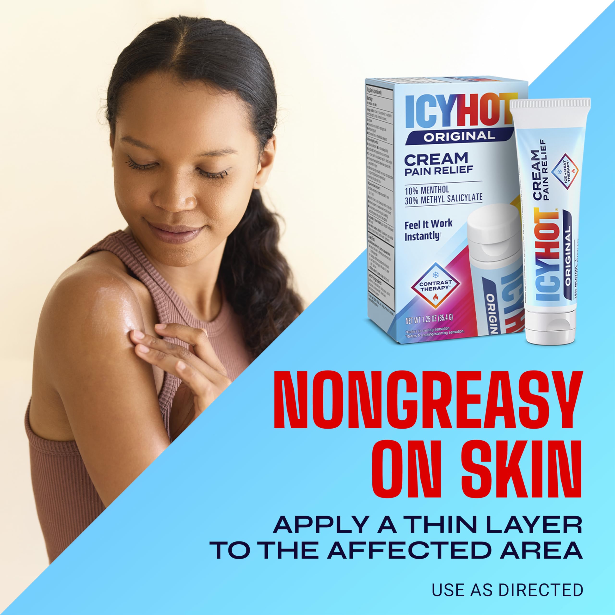 Icy Hot Original Pain Relief Cream, Fast-Acting Pain Relief with Menthol 10% and Methyl Salicylate 30%, Ice and Heat Contrast Therapy for Backaches, Joints, Muscle Strains and Arthritis, 1.25 oz Icy Hot buy supplements canada