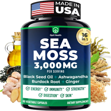 Sea Moss Black Seed Oil Ashwagandha Ginger - Advanced Irish Sea Moss Capsules All in One Supplement with Seamoss Black Seed Oil Ashwagandha Burdock Root Bladderwrack - Pills for Energy, Immune, Gut Opti Health buy supplements canada