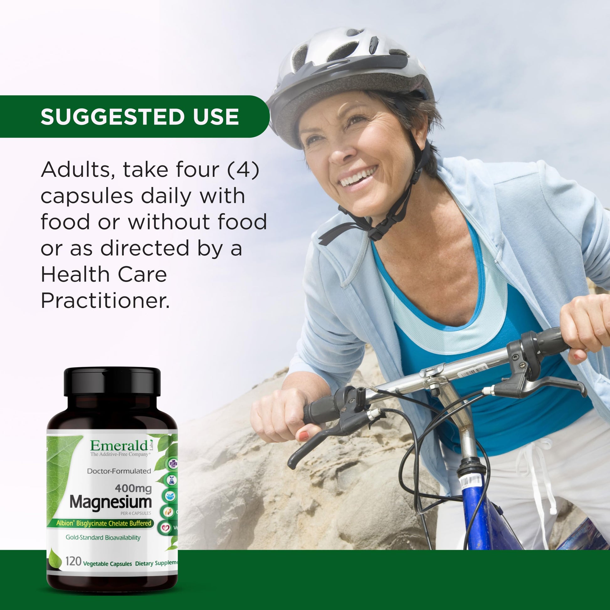 Emerald Labs Magnesium 400mg - Bone & Sleep Support with Albion Magnesium* - Vegan Friendly - 120 Vegetable Capsules (30-Day Supply) EMERALD LABS buy supplements canada