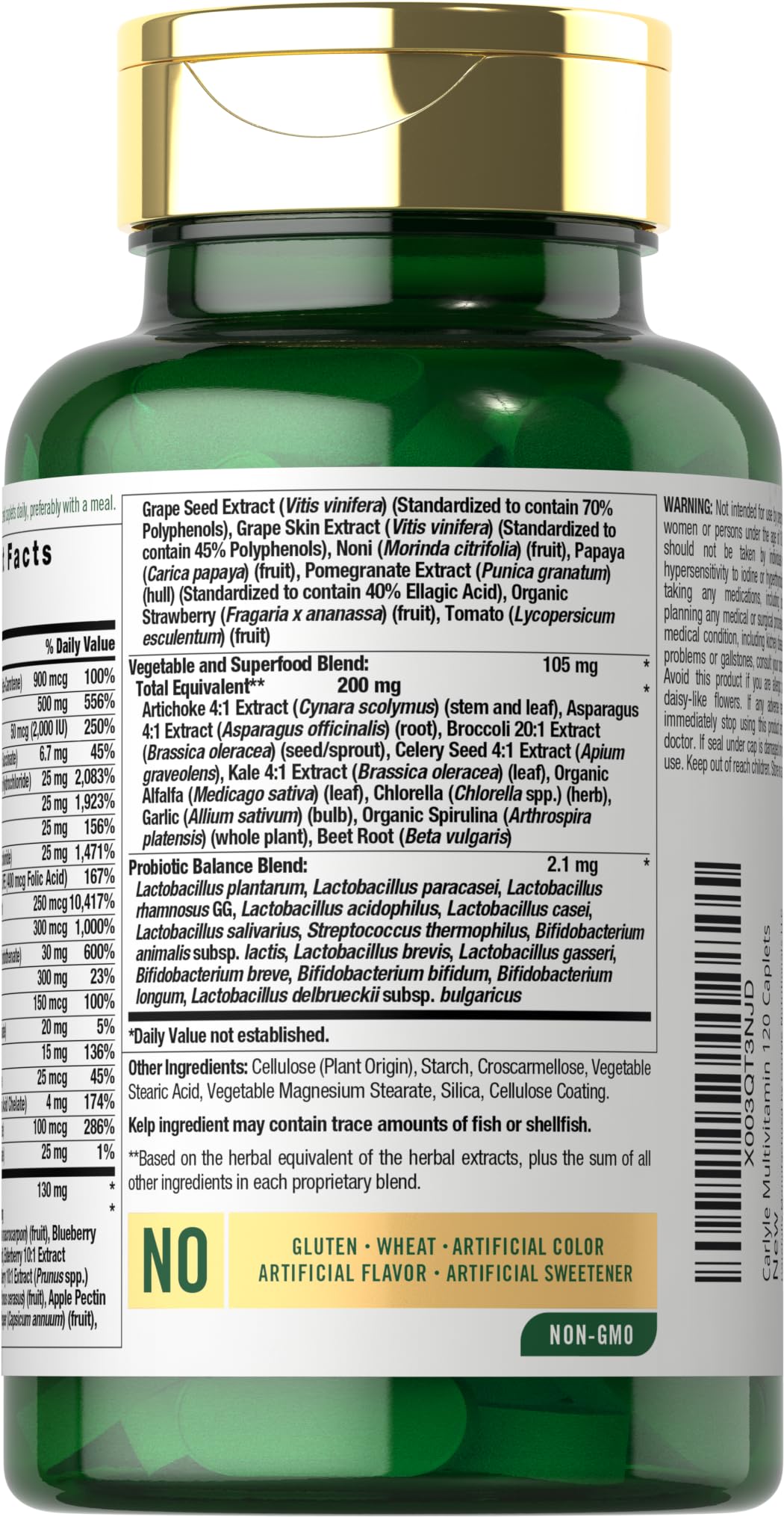 Carlyle Fruits and Veggies Supplement | 120 Count | Superfood Multivitamin with Probiotics | Made with 20 Fruits and Vegetables | Non-GMO & Gluten Free Carlyle buy supplements canada