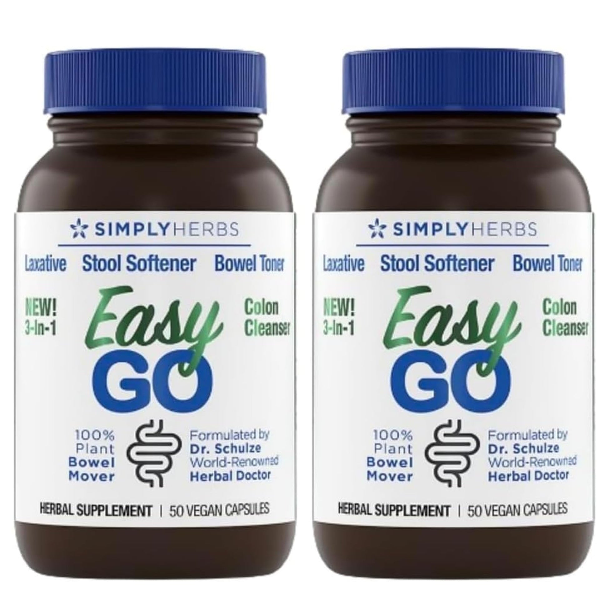 Simply Herbs Easy Go Bowel Mover - Adult Cleansing Supplement for Colon Health Support - Bowel Movement Aid - Stool Softener - Daily-Use Laxative - Plant-Based Ingredients - Vegan - 100 Count (2 Pack) Dr. Schulze's buy supplements canada