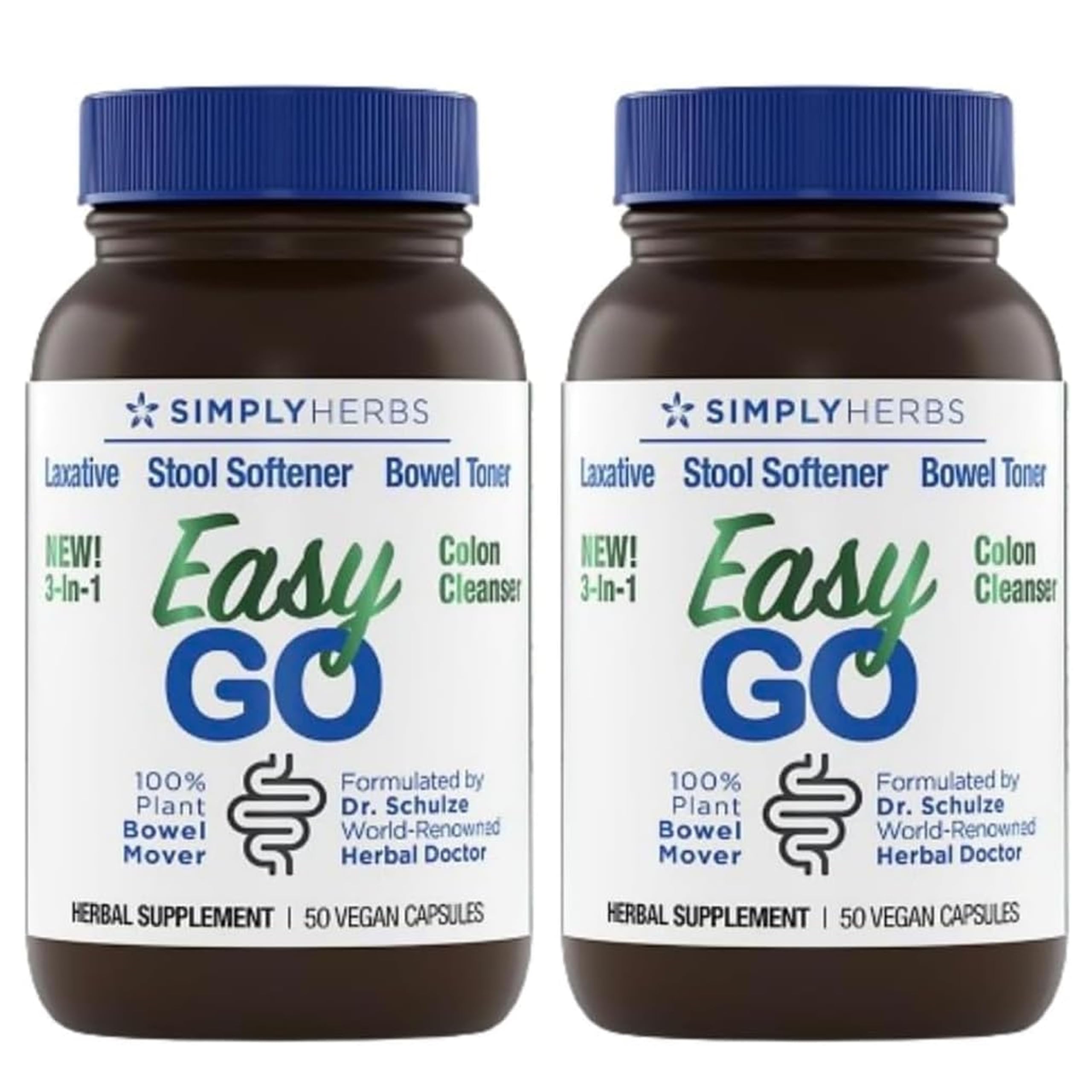 Simply Herbs Easy Go Bowel Mover - Adult Cleansing Supplement for Colon Health Support - Bowel Movement Aid - Stool Softener - Daily-Use Laxative - Plant-Based Ingredients - Vegan - 100 Count (2 Pack) Dr. Schulze's buy supplements canada