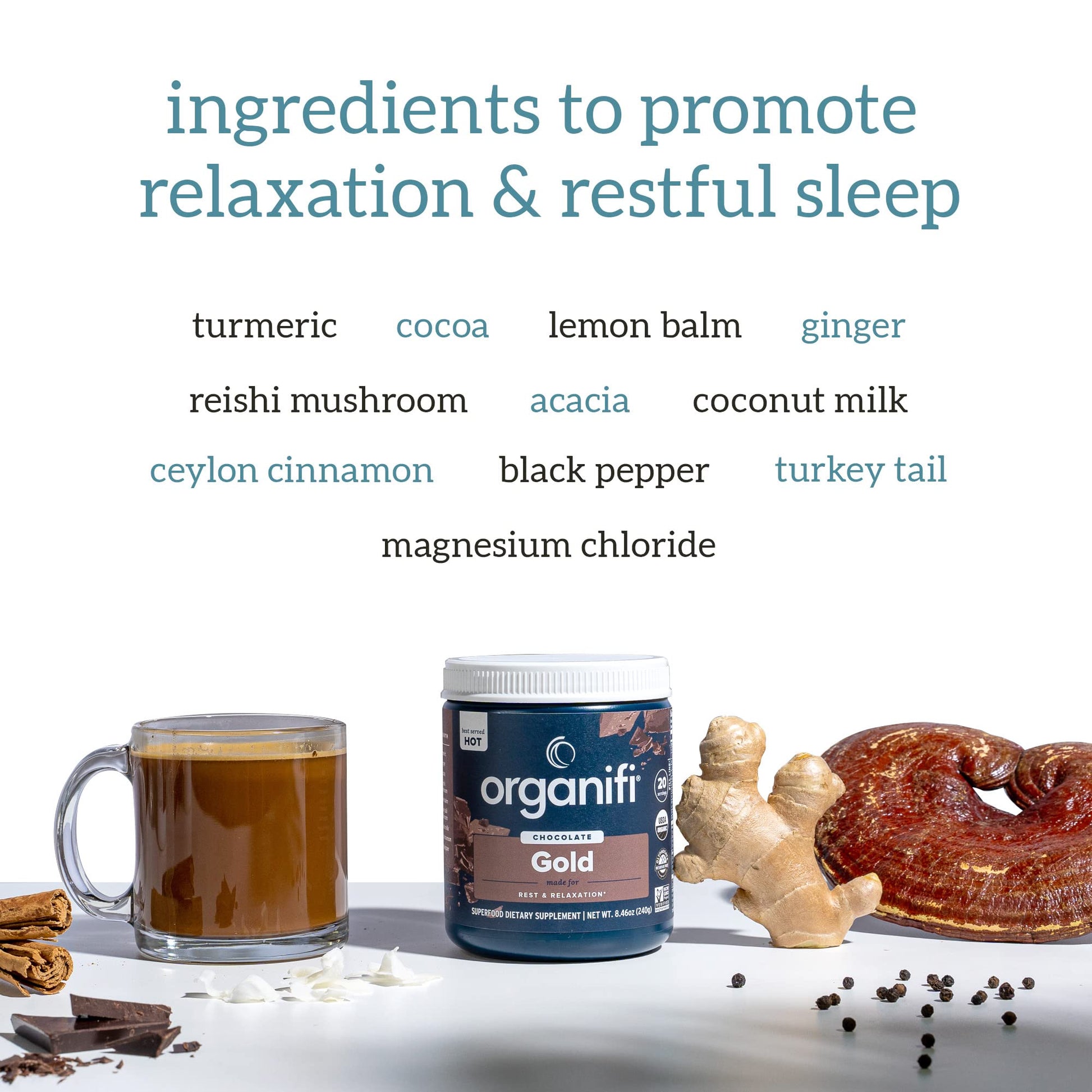 Organifi - Gold Chocolate - Superfood Supplement Powder - 20 Day Supply - Supports Rest Organifi buy supplements canada