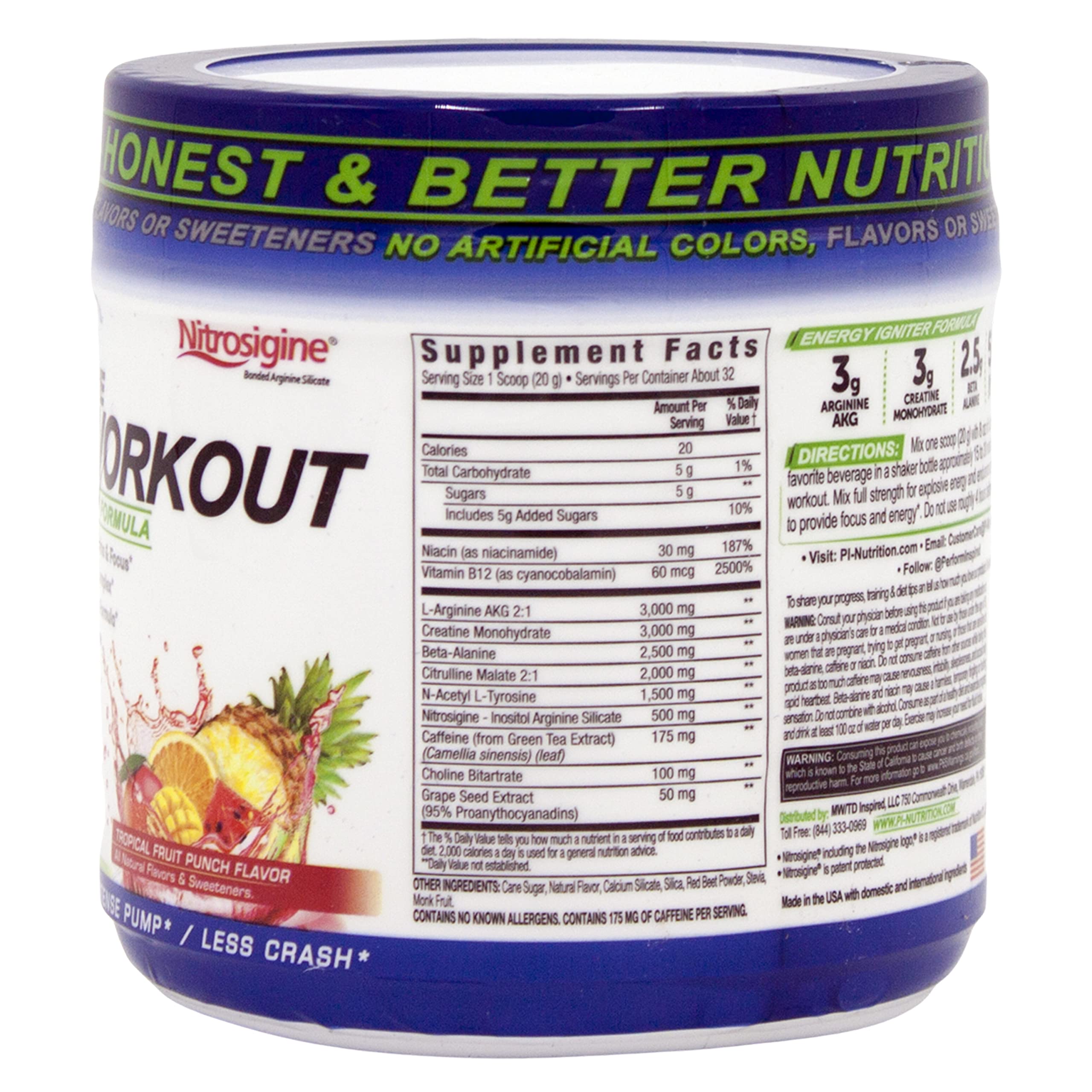 Performance Inspired Nutrition PreWorkout Powder - All Natural - G-Free & Vegan Formula PERFORMANCE INSPIRED buy supplements canada