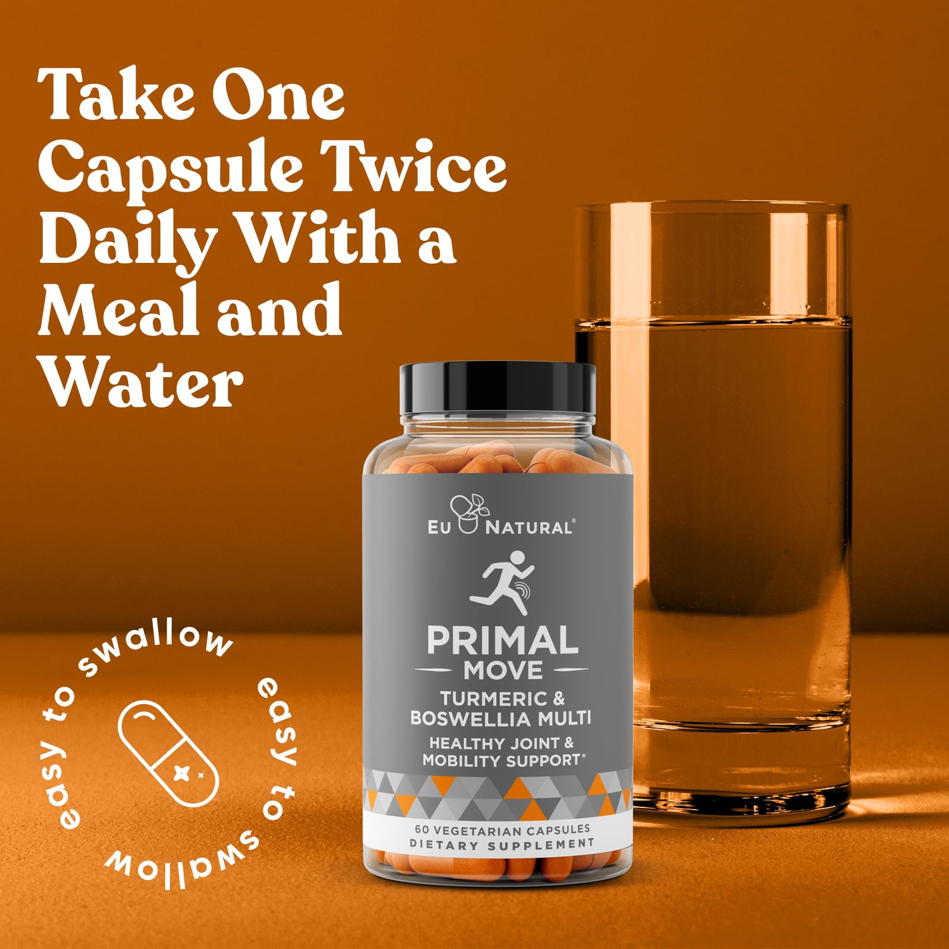 Primal Joint & Mobility Support - Advanced Joint Support Supplement for Women and Men - Turmeric, Boswellia, Ginger and Boron for Whole-Body Flexibility, Joint Health & Comfort - 60 Veg Soft Capsules Eu Natural buy supplements canada